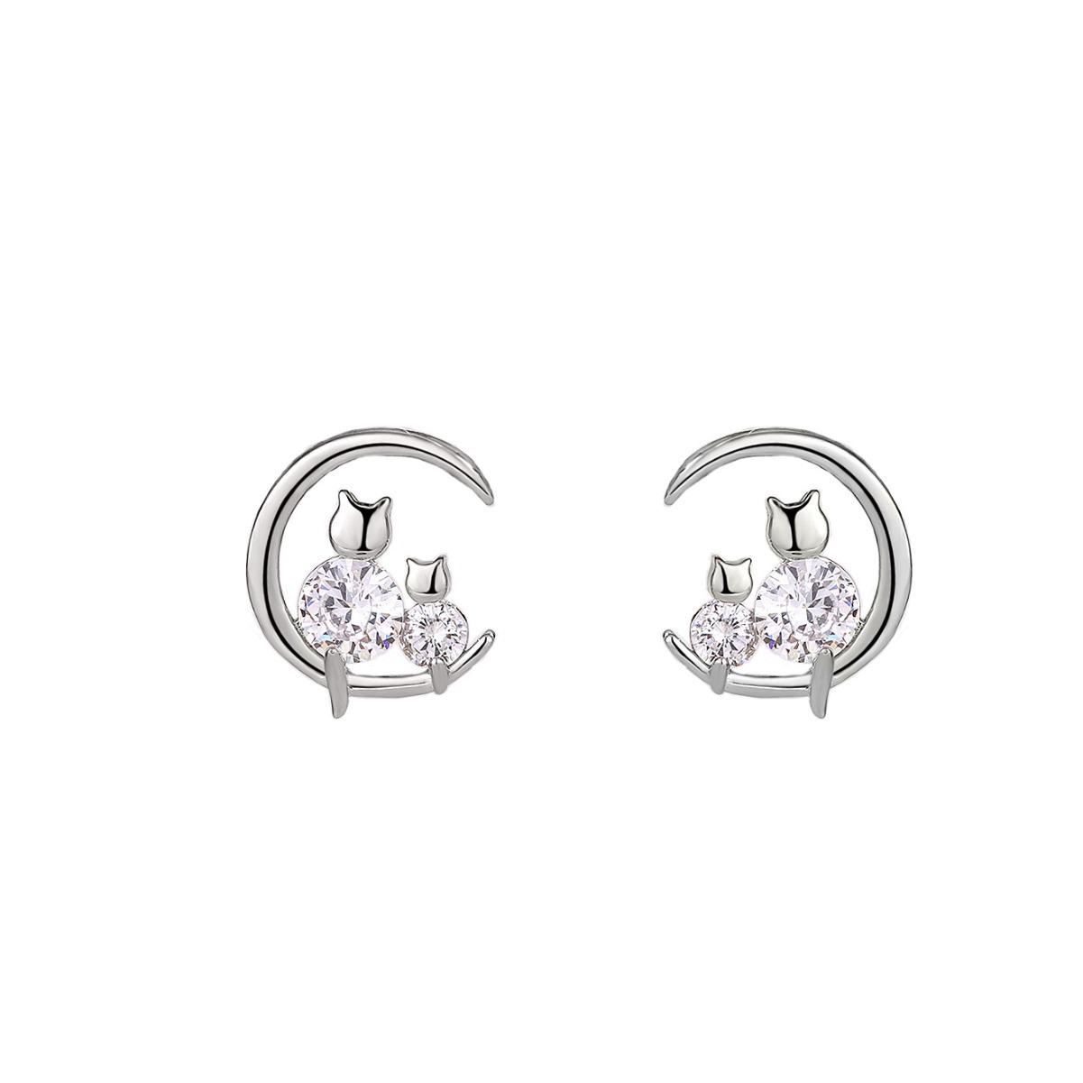 Exquisite S925 Sterling Silver Cat Moon Stud Earrings - Fashionable, Versatile, and Dazzling Minimalist Design. 925 Silver белый
Exquisite S925 Sterling Silver Cat Moon Stud Earrings - Fashionable, Versatile, and Dazzling Minimalist Design. 925 Silver белый