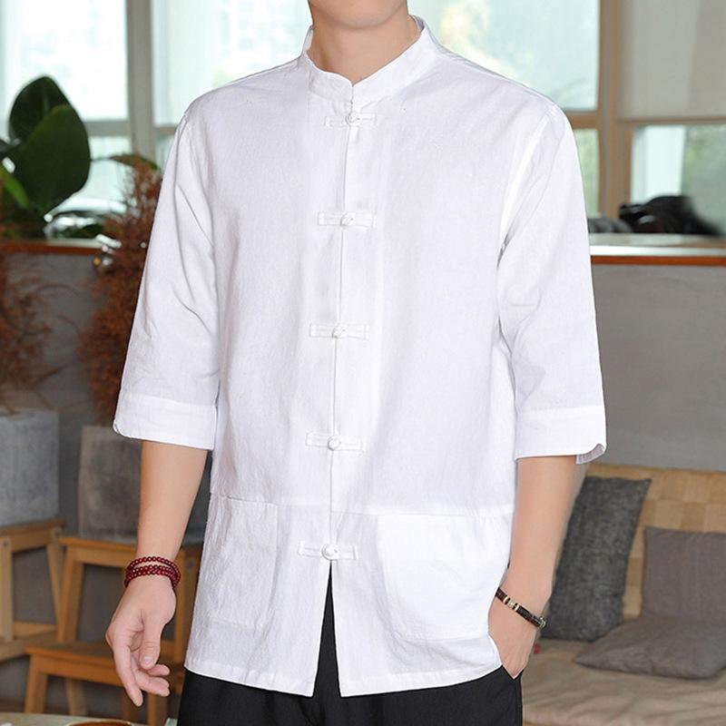 Cotton Linen Men s Shirt Five-Quarter Sleeve Breathable Sweat Loose Fit Collarless Short Sleeve M белый
Cotton Linen Men s Shirt Five-Quarter Sleeve Breathable Sweat Loose Fit Collarless Short Sleeve M белый