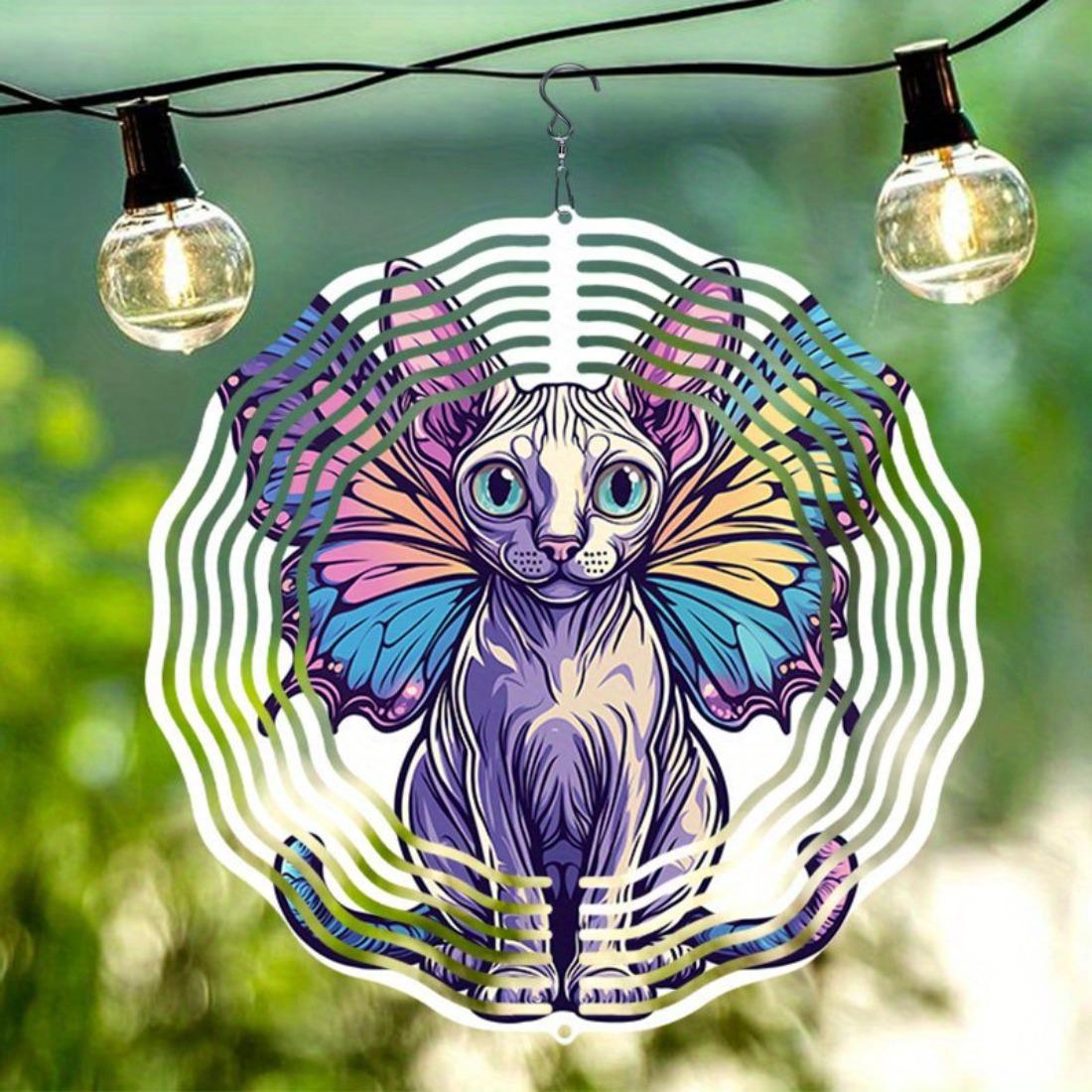 1pc Mandala Style 3D Rotating Wind Chime with Unique Butterfly Wing Kitten Design - Vibrant Metal Art Decor, No Power Needed
1pc Mandala Style 3D Rotating Wind Chime with Unique Butterfly Wing Kitten Design - Vibrant Metal Art Decor, No Power Needed