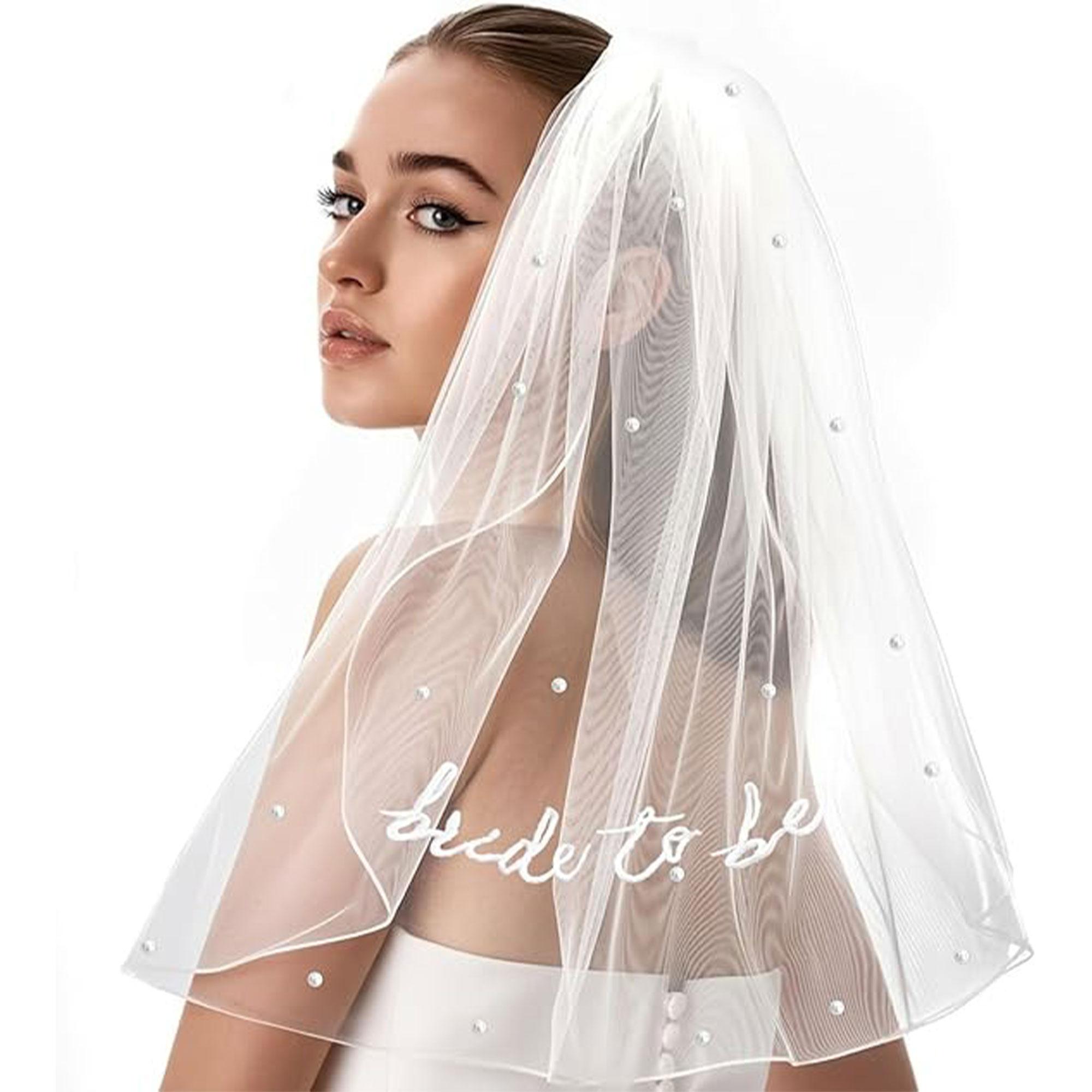 Bride to Be Bridal Veil Elegant White Lace Wedding Veiling Headpiece with Faux Pearl Decor for Weddings and Bachelorette Parties
Bride to Be Bridal Veil Elegant White Lace Wedding Veiling Headpiece with Faux Pearl Decor for Weddings and Bachelorette Parties