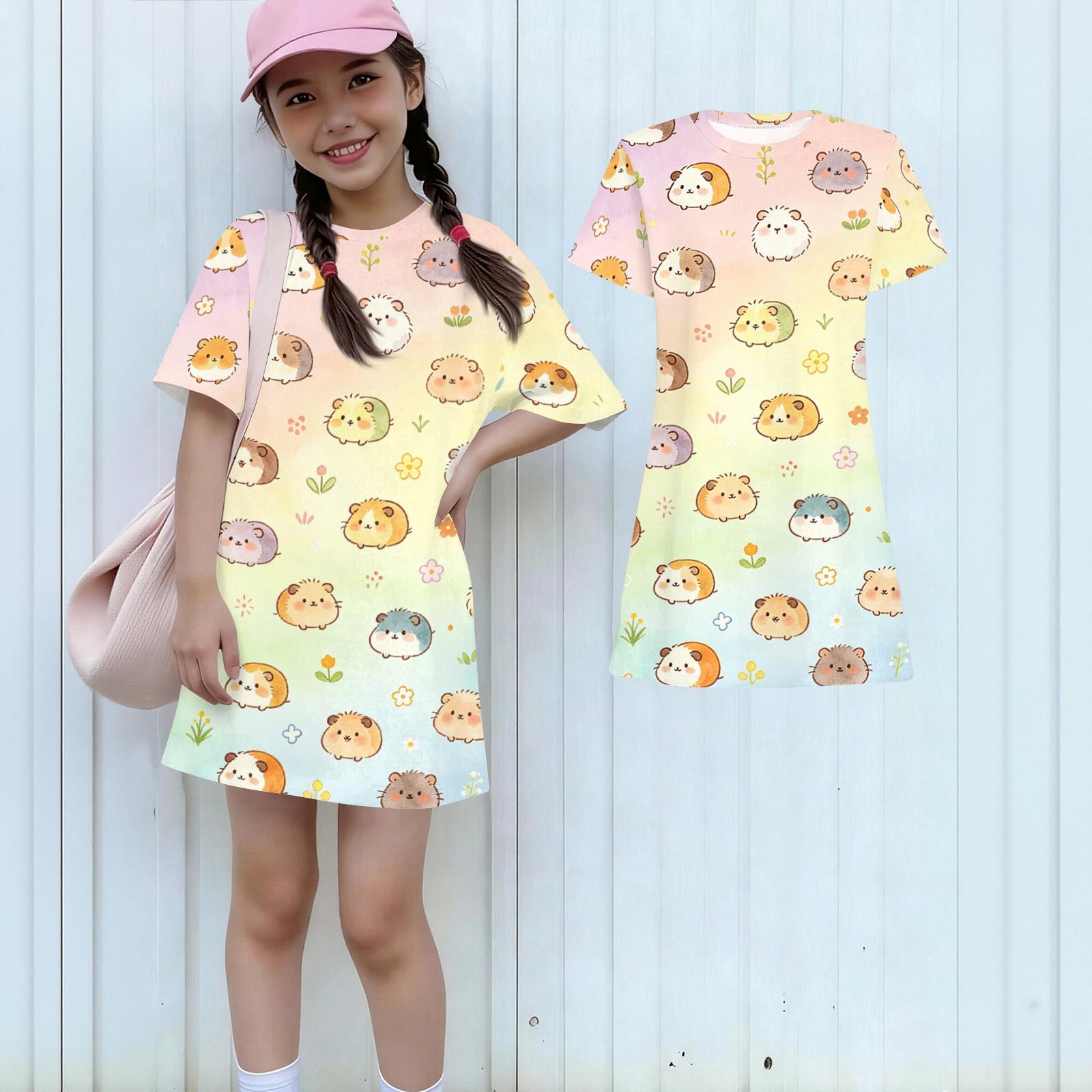 Girls Loose Fit Short Sleeve Dress Animal Print Round Neck Casual Lightweight Summer Dress for Kids 150
Girls Loose Fit Short Sleeve Dress Animal Print Round Neck Casual Lightweight Summer Dress for Kids 150