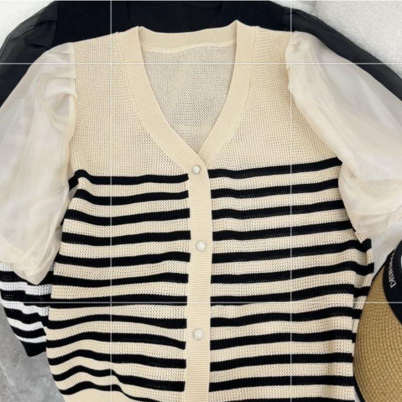 New Versatile Slim Fashion Design Striped Gauze Sleeves Hollow Casual Knitted Pullover Small Fragrance Top Ins OneSize белый
New Versatile Slim Fashion Design Striped Gauze Sleeves Hollow Casual Knitted Pullover Small Fragrance Top Ins OneSize белый