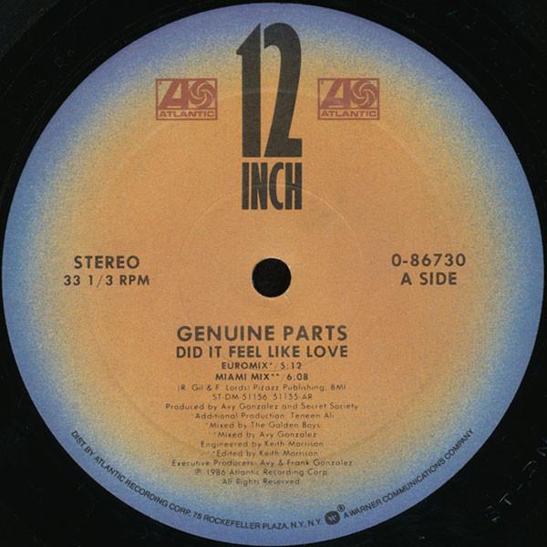 12-дюймовая пластинка GENUINE PARTS - Did It Feel Like Love 086730 Atlantic 1986 US Танцевальная и электронная музыка Б/У
12-дюймовая пластинка GENUINE PARTS - Did It Feel Like Love 086730 Atlantic 1986 US Танцевальная и электронная музыка Б/У