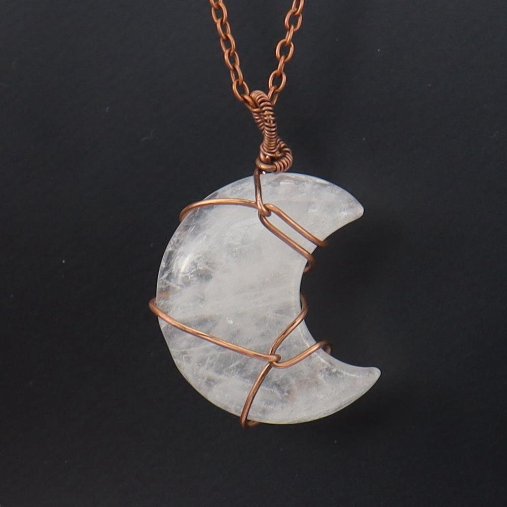 Vintage Handmade Wound Crystal Gemstone Natural Stone Moon Pendant Necklace N608
Vintage Handmade Wound Crystal Gemstone Natural Stone Moon Pendant Necklace N608