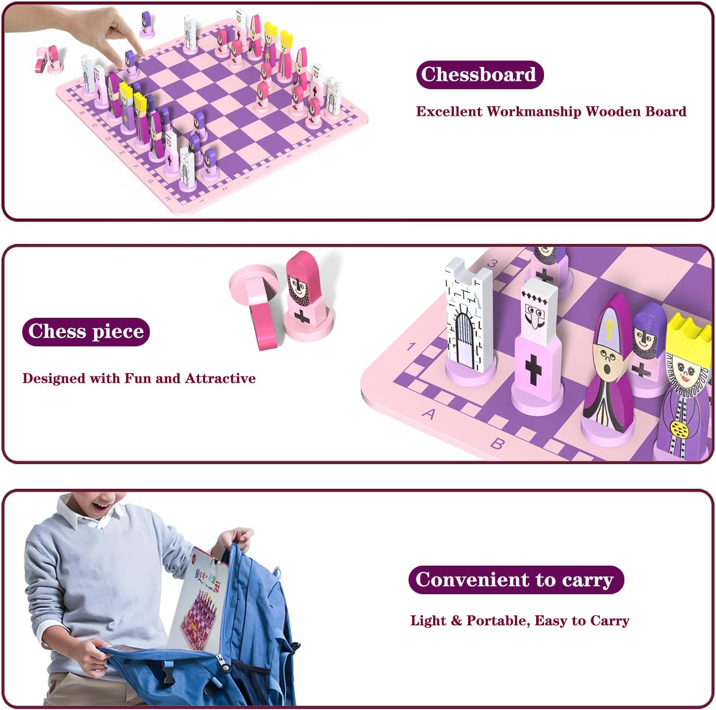 Pink Chess Set for Kids 11.8 Wooden Board Game Educational Toy for Boys Girls United States
Pink Chess Set for Kids 11.8 Wooden Board Game Educational Toy for Boys Girls United States