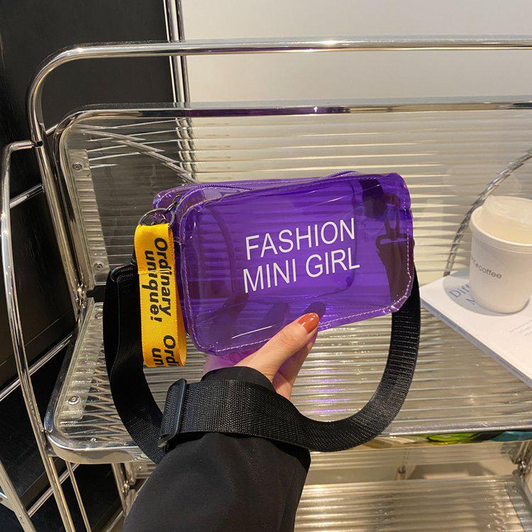 Прозрачная сумка-желе на плечо в корейском стиле 2025 - Трендовая, уникальная и простая сумка кроссбоди для женщин One Size фиолетовый