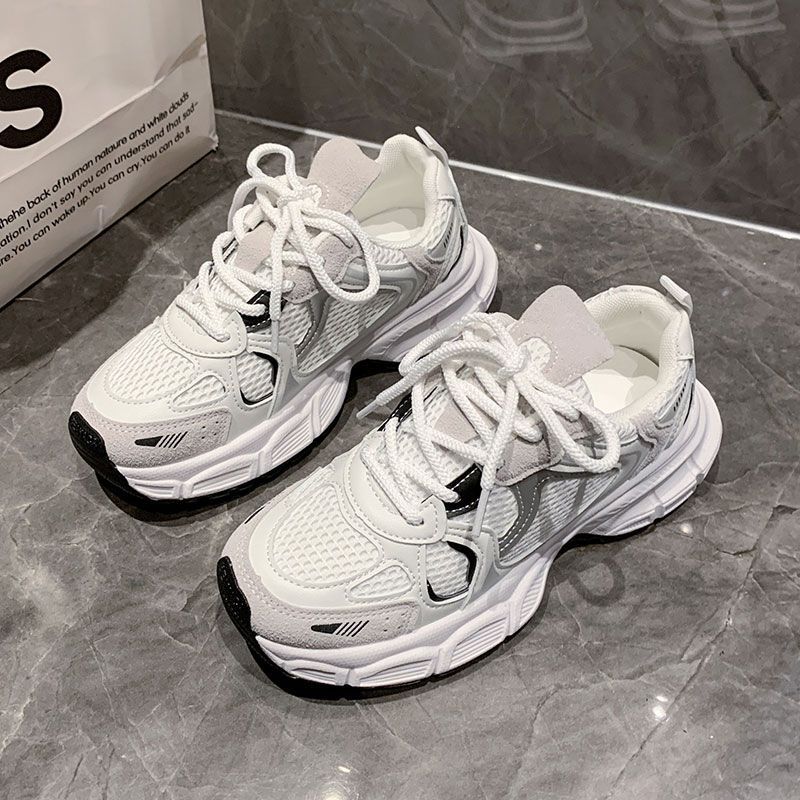 Повседневная спортивная обувь на платформе женская осенняя дышащая весенне-осенняя новая обувь для папы женские универсальные кроссовки для бега 40 белый