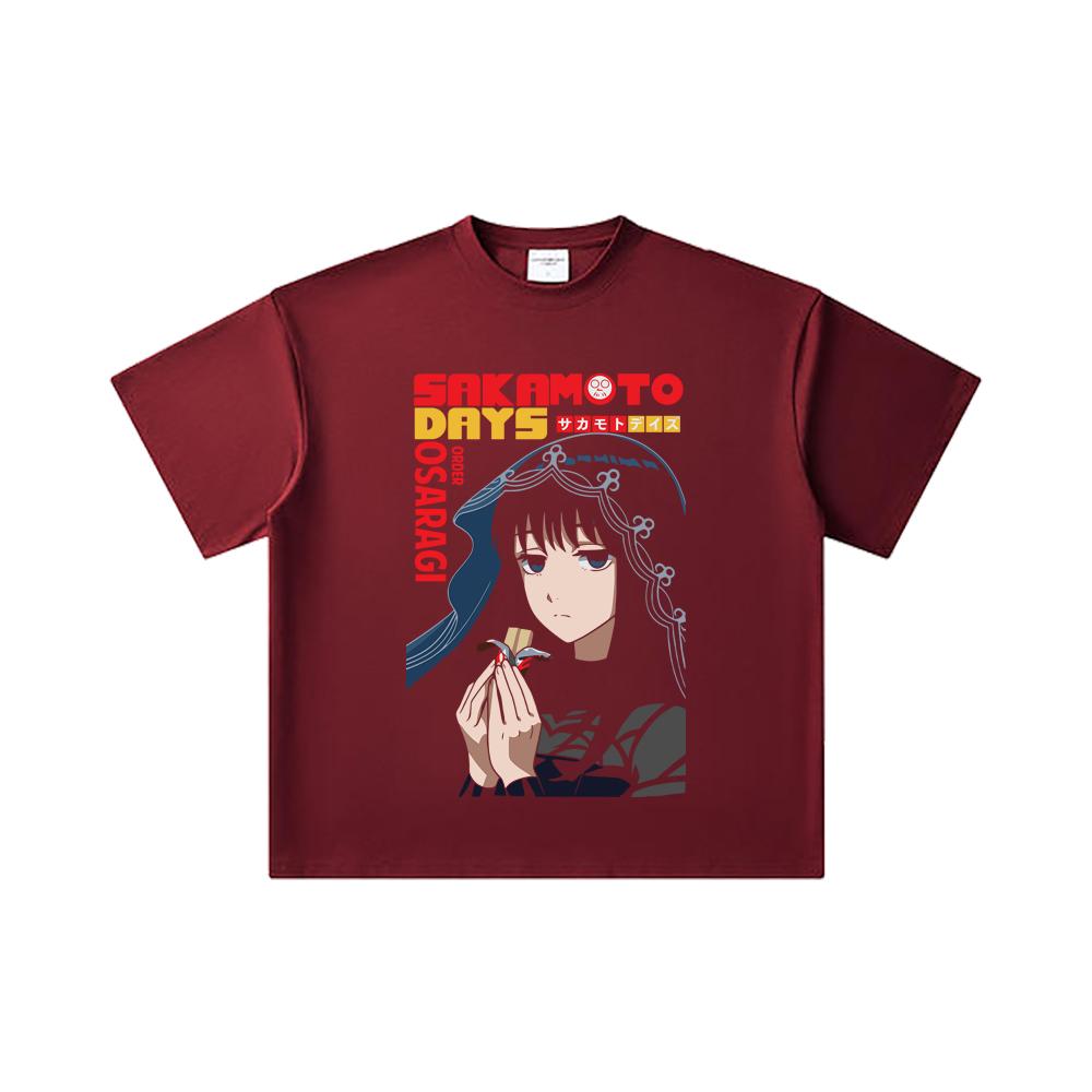 260 GSM Double Yarn 32 Count 100% Cotton Sakamoto Days V9 Osaragi Print Unisex Heavy Cotton T Shirt 2XL вина червоного кольору
260 GSM Double Yarn 32 Count 100% Cotton Sakamoto Days V9 Osaragi Print Unisex Heavy Cotton T Shirt 2XL вина червоного кольору