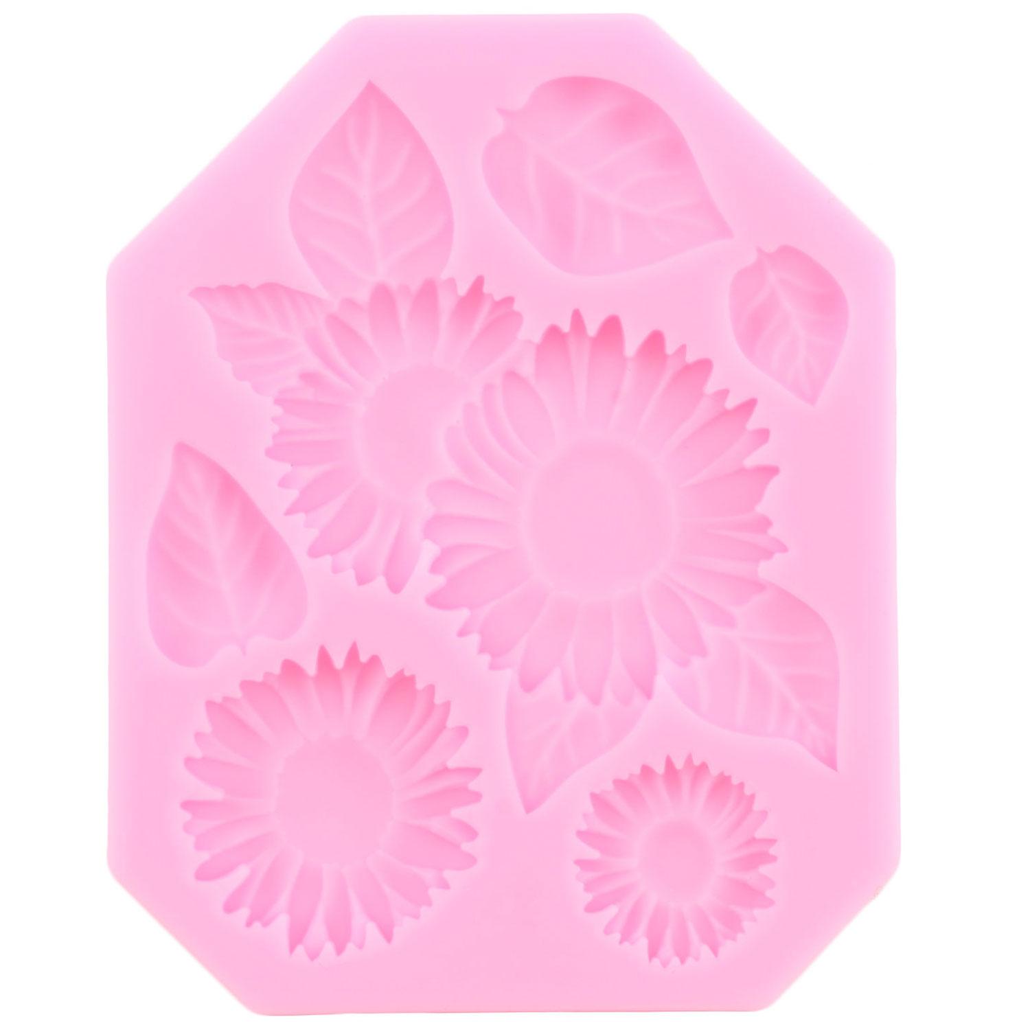 Формы для помадки подсолнечника, тычинка подсолнечника, силиконовая форма для украшения торта, конфеты, шоколадная жвачка, паста, формы для полимерной глины чёрный