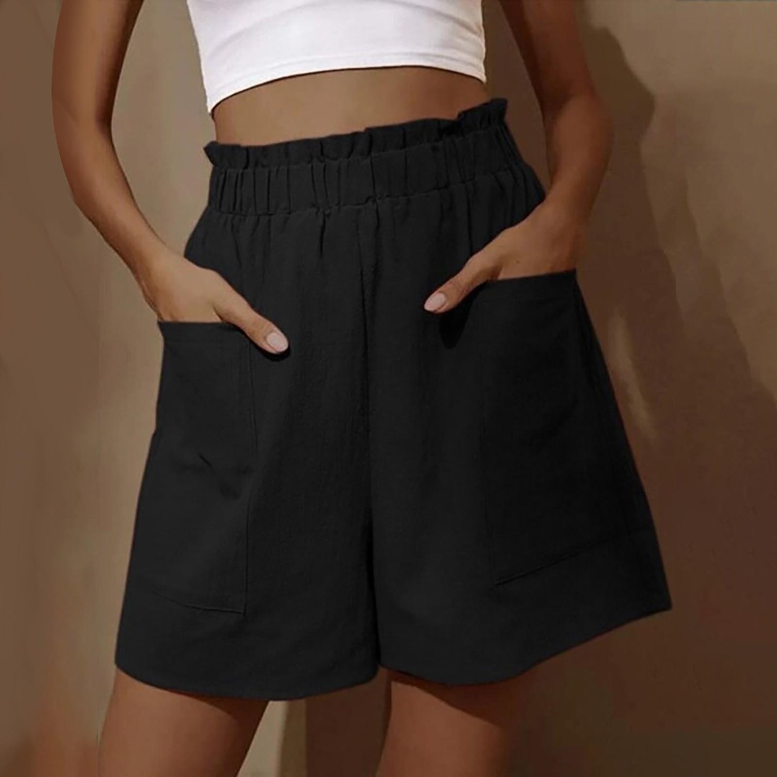 Women s Casual Solid Color Elastic Waistband Summer Shorts with Pockets Comfortable Loose Fit Lightweight Fabric L чорний
Women s Casual Solid Color Elastic Waistband Summer Shorts with Pockets Comfortable Loose Fit Lightweight Fabric L чорний