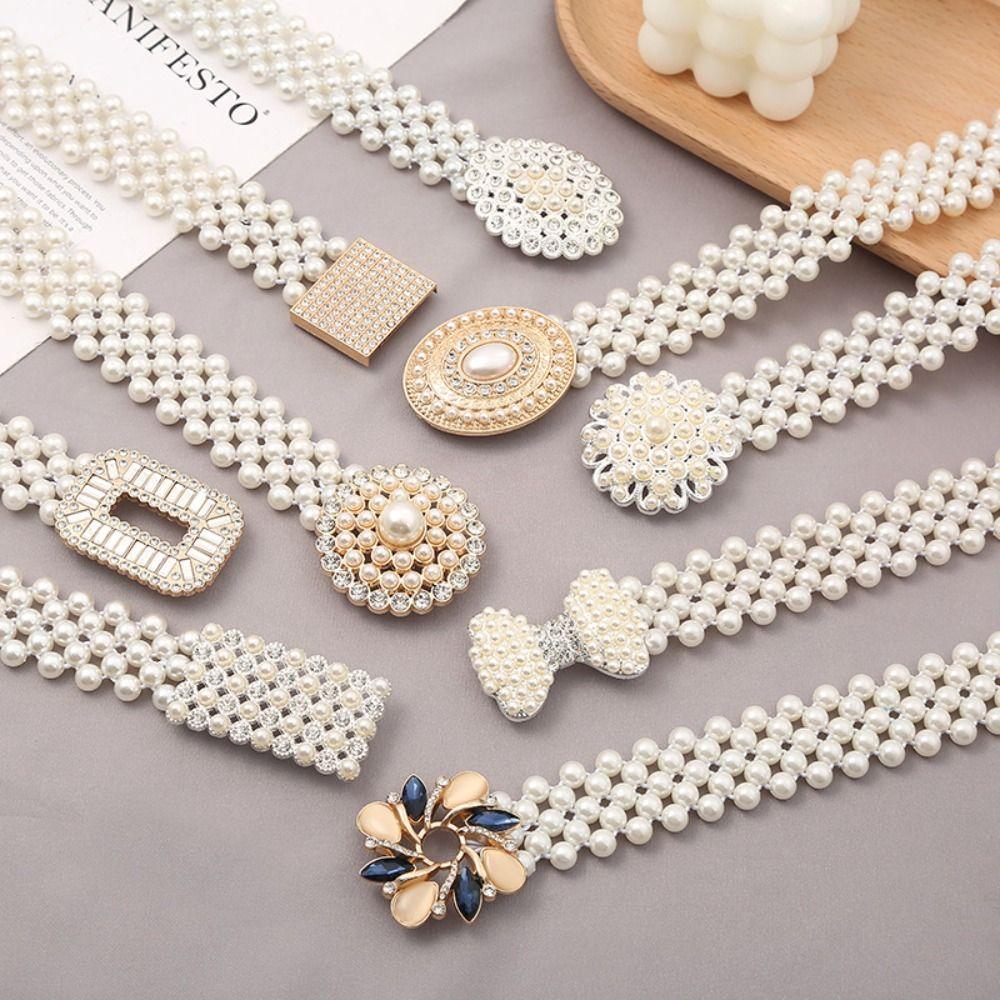 Rhinestone Pearl Waist Belt Bling Women Waist Belt Simple Elastic Waistband Wedding Style L
Rhinestone Pearl Waist Belt Bling Women Waist Belt Simple Elastic Waistband Wedding Style L