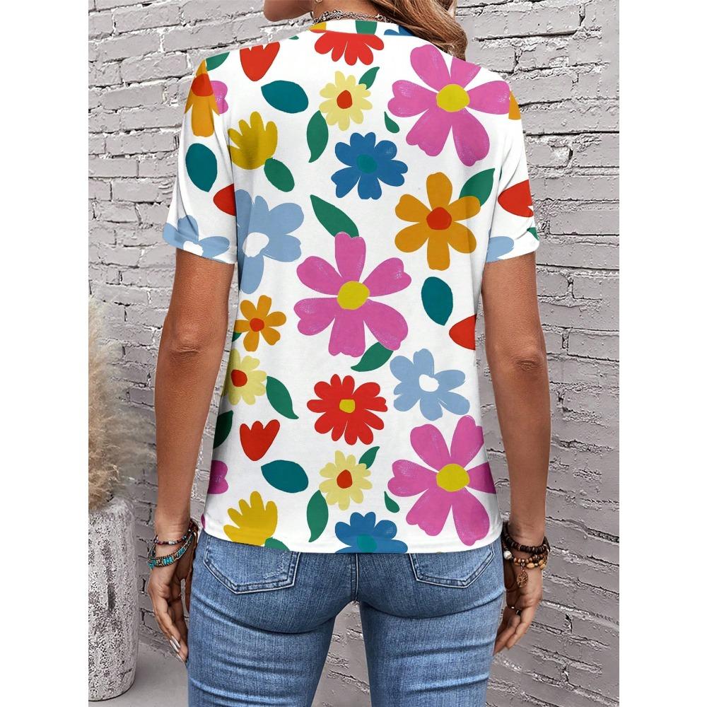 Женская футболка с цветочным художественным абстрактным принтом, круглым вырезом, свободная, с коротким рукавом, для поездок на работу, на пляж, для отпуска, повседневная женская футболка XS
Женская футболка с цветочным художественным абстрактным принтом, круглым вырезом, свободная, с коротким рукавом, для поездок на работу, на пляж, для отпуска, повседневная женская футболка XS