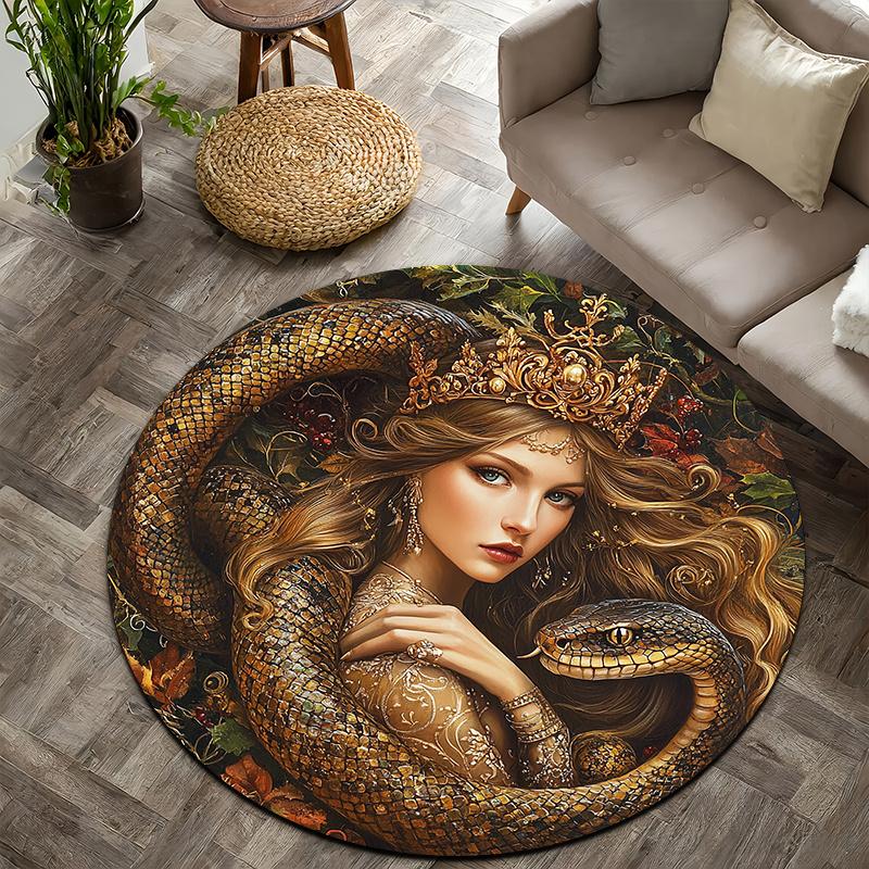 Lady Snake Style Flannel-printed round floor mats are slip-resistant Suitable for living room bedroom terrace garden carpets 60cm x 60cm
Lady Snake Style Flannel-printed round floor mats are slip-resistant Suitable for living room bedroom terrace garden carpets 60cm x 60cm