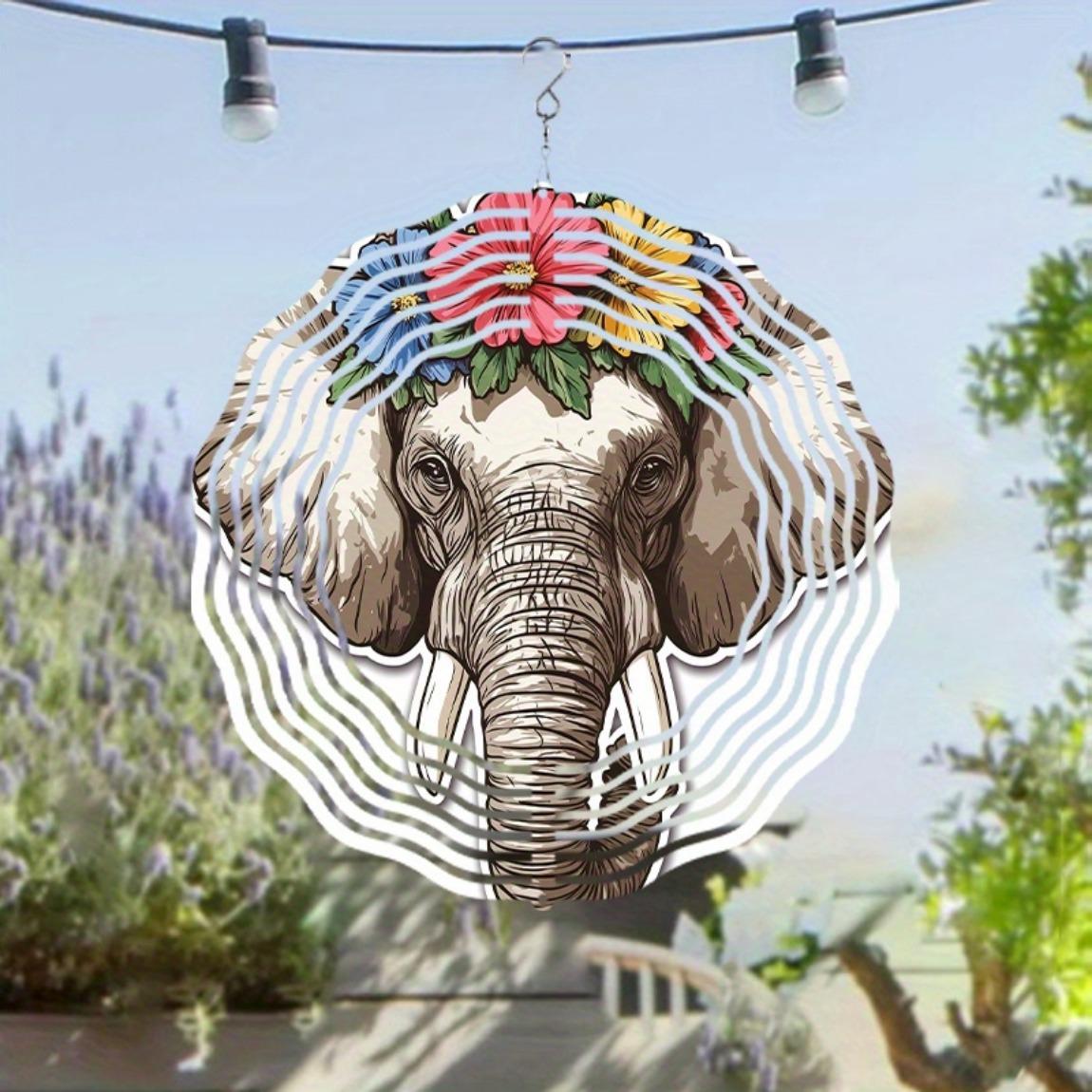 Elephant Wind Spinner 10 Inch Metal Art Chime with 360 Hanging Hook Colorful Floral Design for Garden Balcony Patio Decor Gift 01A
Elephant Wind Spinner 10 Inch Metal Art Chime with 360 Hanging Hook Colorful Floral Design for Garden Balcony Patio Decor Gift 01A