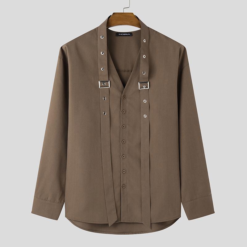 INCERUN Men V Neck Shoulder Ribbon Long Sleeve Button Oversized Shirts 4XL коричневый
INCERUN Men V Neck Shoulder Ribbon Long Sleeve Button Oversized Shirts 4XL коричневый