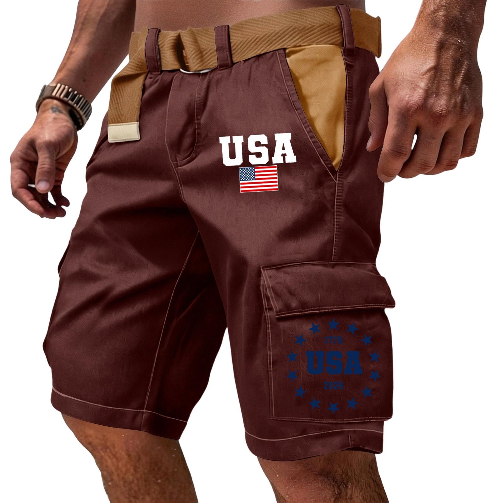 Men s Casual Multi Pocket Cargo Shorts with USA Flag Lettering Print Adjustable Waistband Outdoor Workwear Shorts L винний
Men s Casual Multi Pocket Cargo Shorts with USA Flag Lettering Print Adjustable Waistband Outdoor Workwear Shorts L винний