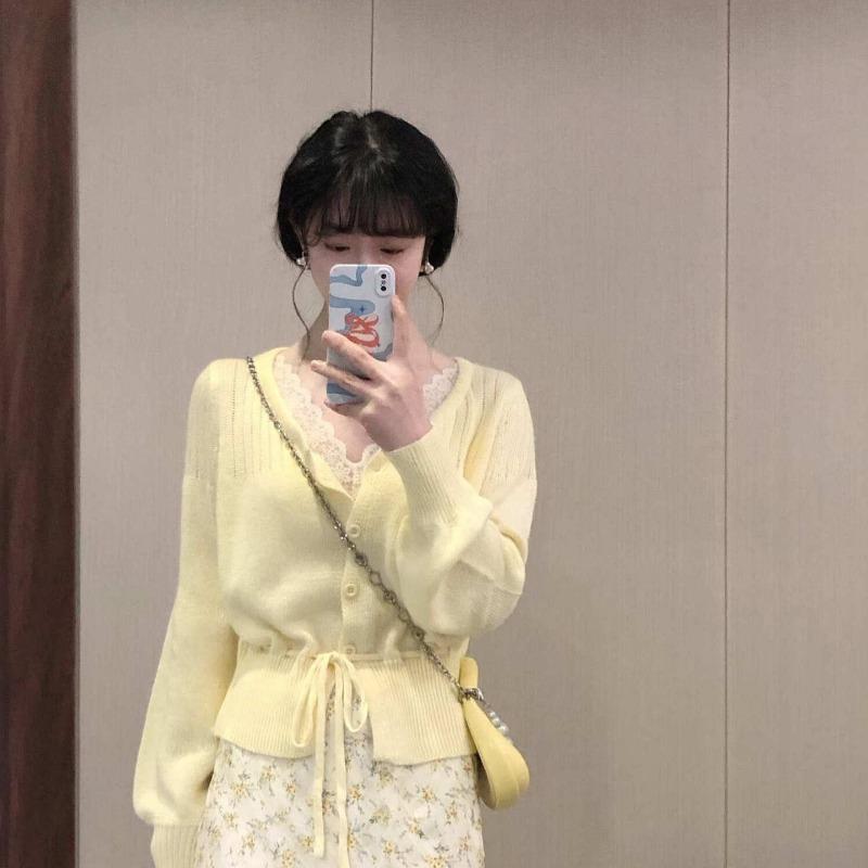 French Sweet Yellow Long-sleeved Cardigan Top for Women Waisted Sweater Jacket Early Autumn Outfit Top Onesize жёлтый
French Sweet Yellow Long-sleeved Cardigan Top for Women Waisted Sweater Jacket Early Autumn Outfit Top Onesize жёлтый