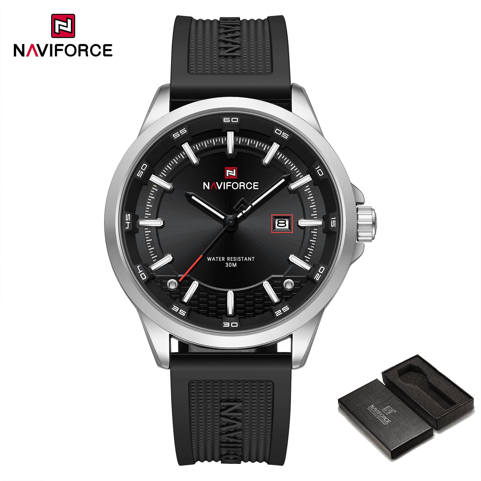 Naviforce Мужские часы кварцевые календарь светящиеся стрелки водонепроницаемый силиконовый ремешок круглый простой циферблат модные повседневные часы для мужчин NF9248T чёрный/серебряный
Naviforce Мужские часы кварцевые календарь светящиеся стрелки водонепроницаемый силиконовый ремешок круглый простой циферблат модные повседневные часы для мужчин NF9248T чёрный/серебряный