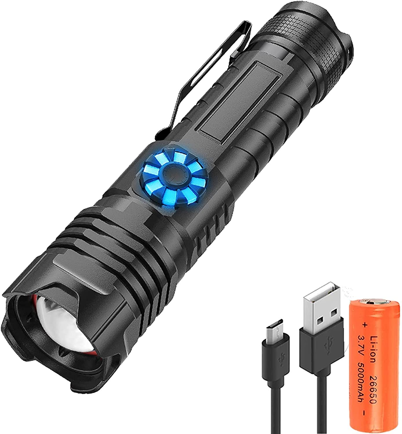 USB Rechargeable LED XHP99 8000 Lumens Tactical Flashlight with 4 Modes of Stepless Powerful Handheld Torch Light for and Emergency Situations чорний
USB Rechargeable LED XHP99 8000 Lumens Tactical Flashlight with 4 Modes of Stepless Powerful Handheld Torch Light for and Emergency Situations чорний