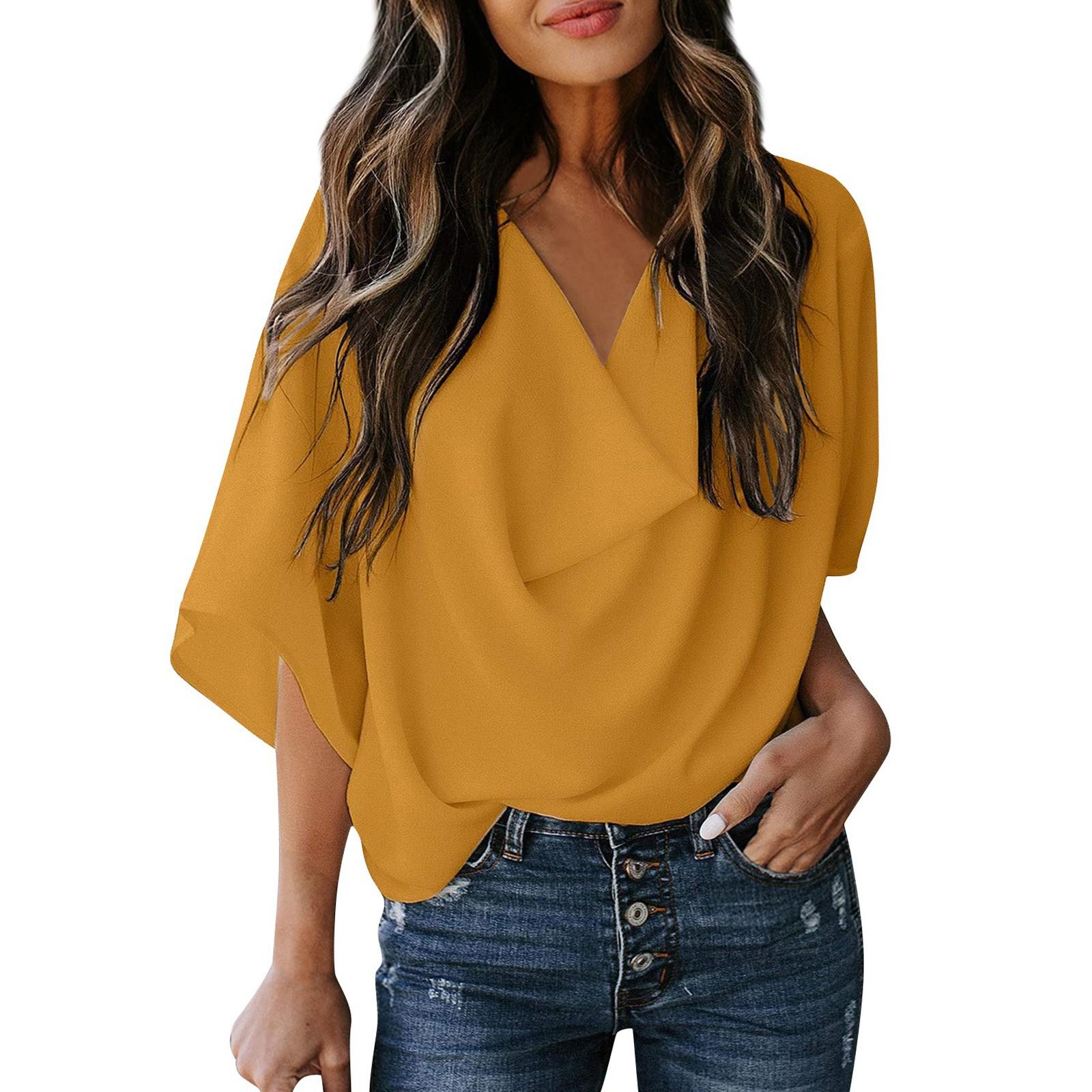 Women s Shirt Solid Color Loose V-neck Casual Top XL жёлтый
Women s Shirt Solid Color Loose V-neck Casual Top XL жёлтый