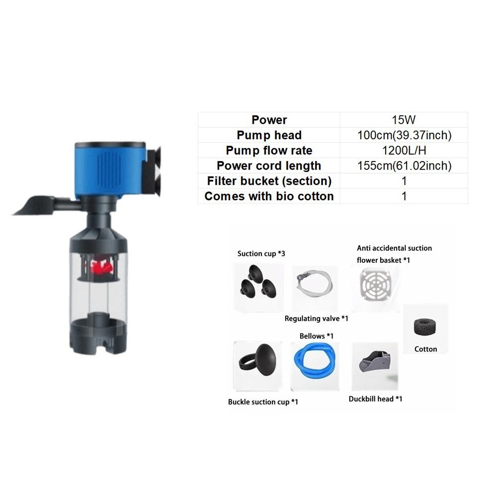 Silent Operation Fish Tank Filter 5 in 1 Submersible Filter Clean Water Circulation 15W
Silent Operation Fish Tank Filter 5 in 1 Submersible Filter Clean Water Circulation 15W