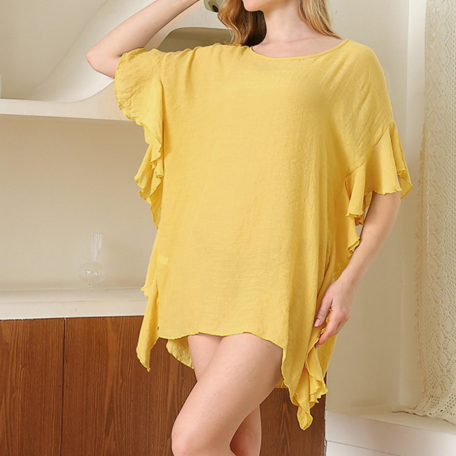 Женская мода с рюшами и рукавами, сплошной цвет, свободные повседневные платья с круглым вырезом One Size жёлтый
Женская мода с рюшами и рукавами, сплошной цвет, свободные повседневные платья с круглым вырезом One Size жёлтый