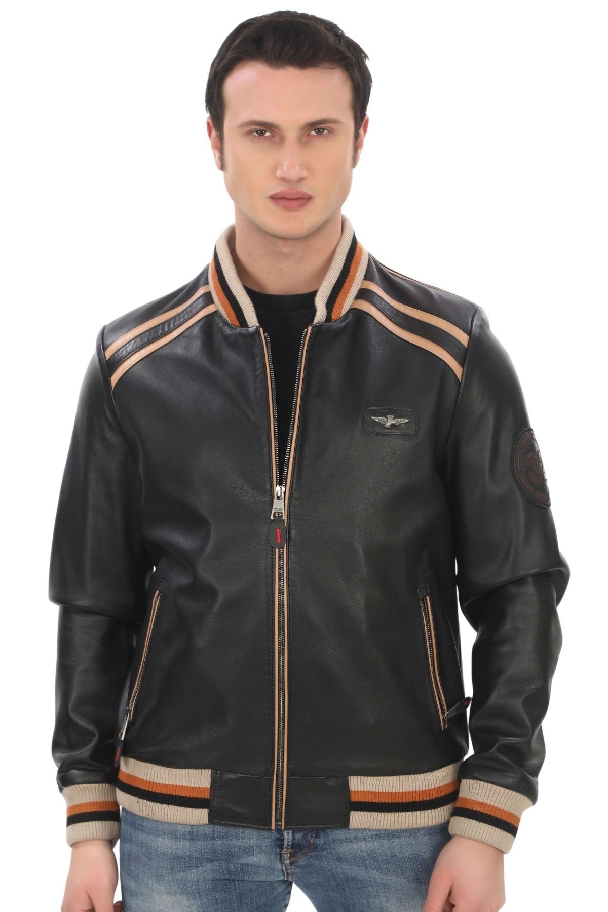 Men s Genuine Lambskin Bomber Jacket Stripe Detail Stylish Black Varsity Derimont Handmade Comfortable Jacket 2XL чорний
Men s Genuine Lambskin Bomber Jacket Stripe Detail Stylish Black Varsity Derimont Handmade Comfortable Jacket 2XL чорний