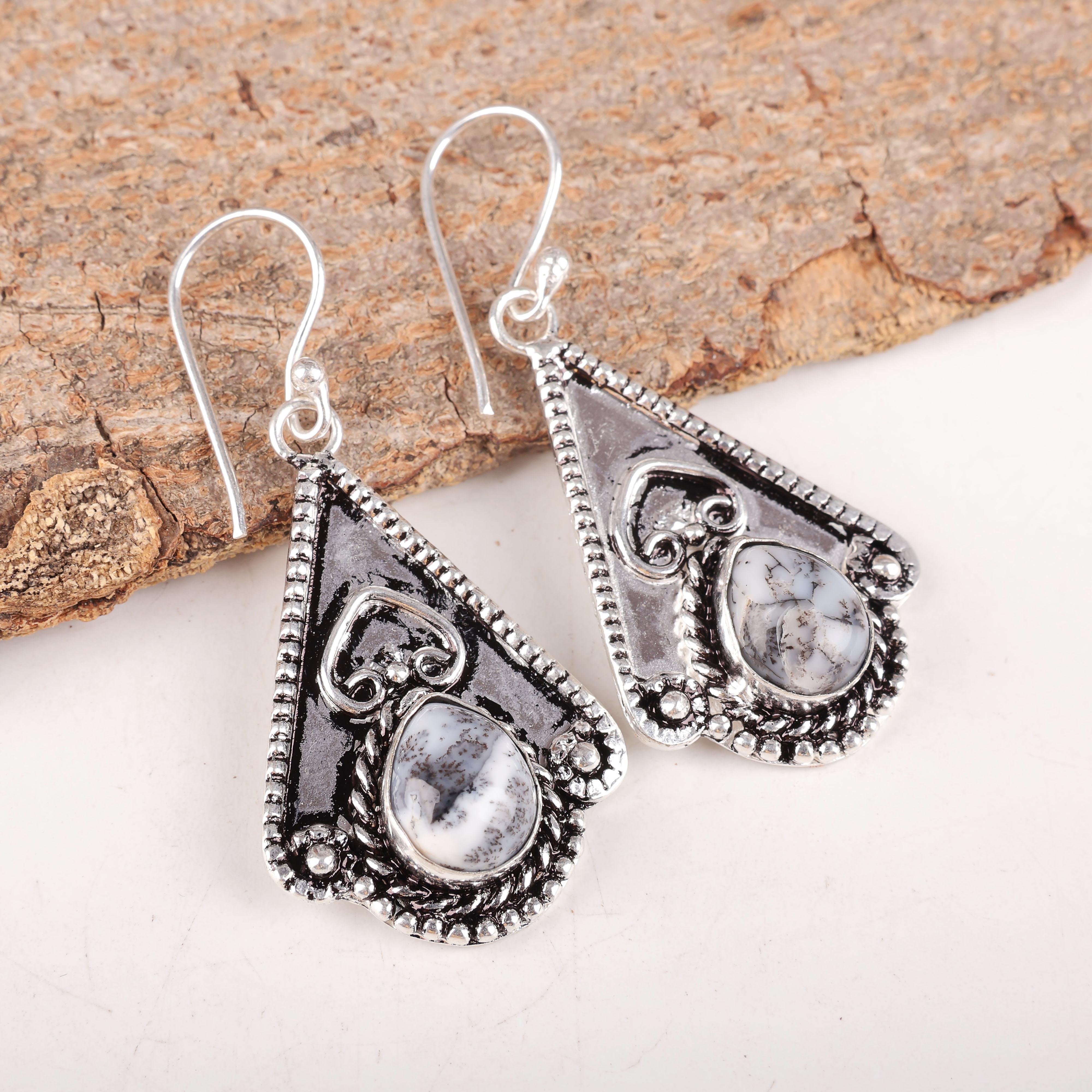 Dendritic Opal Earrings, 925 Solid Sterling Silver Gemstone Jewelry, Handmade Earrings, For Thanksgiving 2.09 Inches білий
Dendritic Opal Earrings, 925 Solid Sterling Silver Gemstone Jewelry, Handmade Earrings, For Thanksgiving 2.09 Inches білий