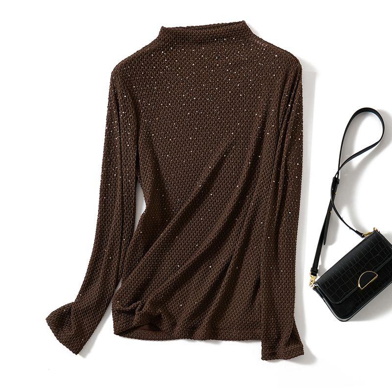 Starry Sky Shines! Large Area Water Soluble Diamond Long Sleeves Stretch 3D Arch Pullover T-shirt Female Fall and Winter New Base Clothing Coffee L
Starry Sky Shines! Large Area Water Soluble Diamond Long Sleeves Stretch 3D Arch Pullover T-shirt Female Fall and Winter New Base Clothing Coffee L