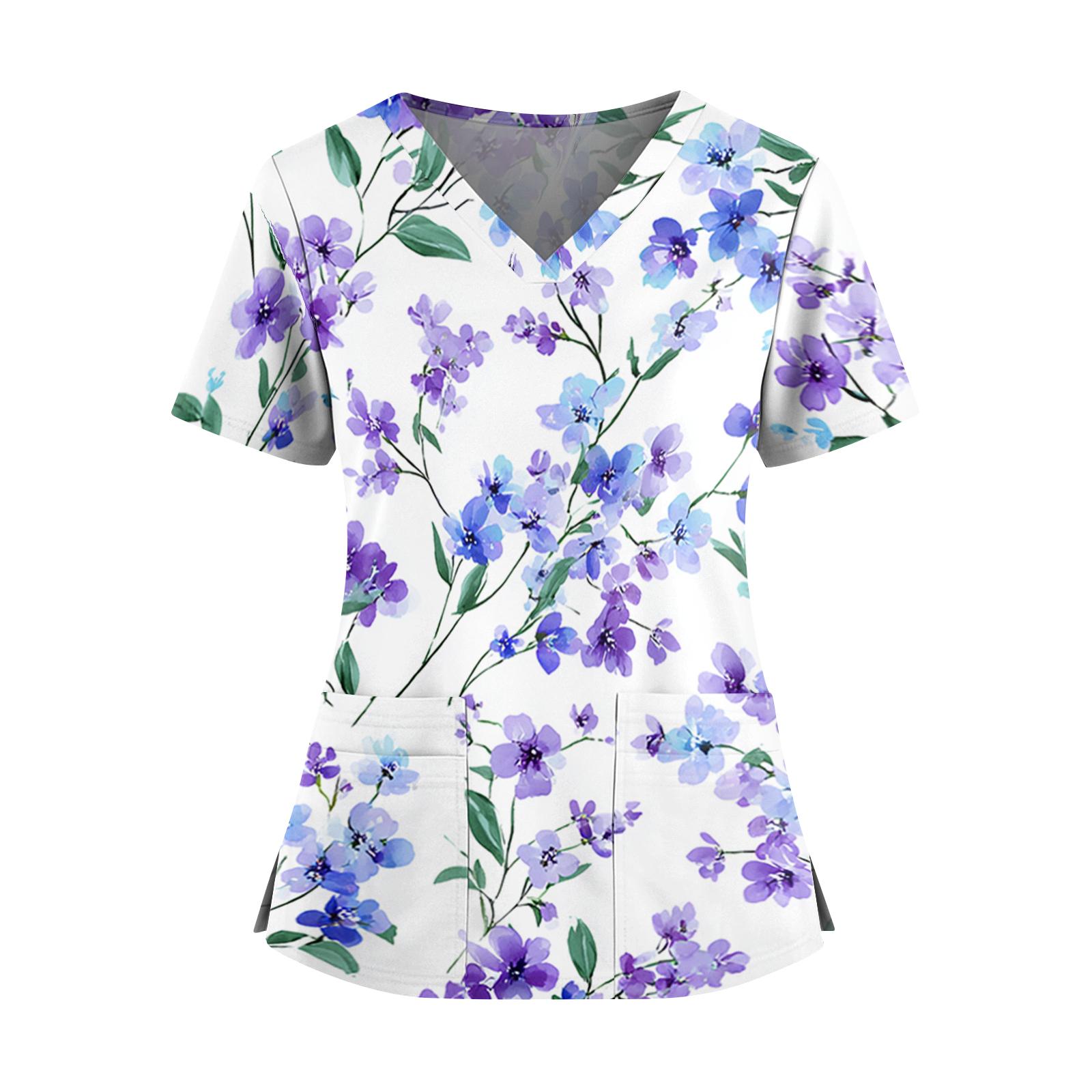 Women V Neck Short Sleeve Floral Print Scrub Top with Two Front Pockets and Side Split Hem for Work Uniform Use XXXXL фиолетовый
Women V Neck Short Sleeve Floral Print Scrub Top with Two Front Pockets and Side Split Hem for Work Uniform Use XXXXL фиолетовый