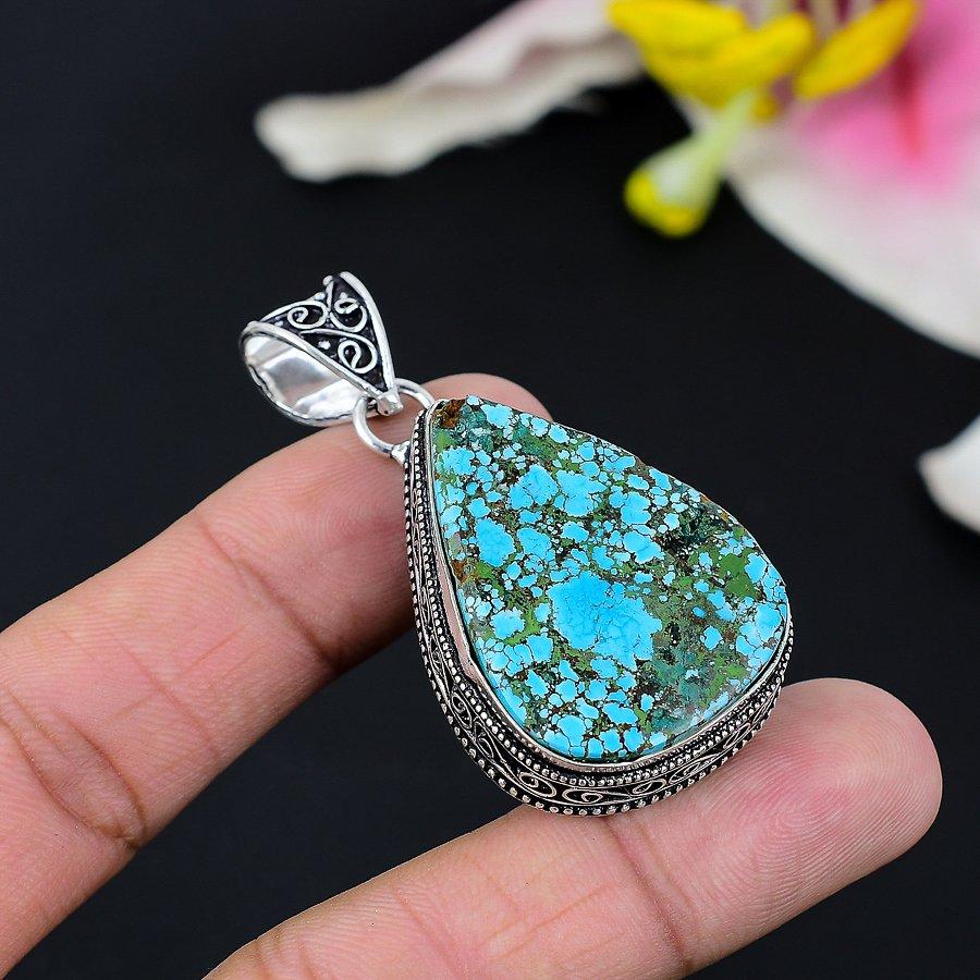 Tibetan Turquoise Gemstone 925 Sterling Silver Jewelry Pendant 1.50 KG-130
Tibetan Turquoise Gemstone 925 Sterling Silver Jewelry Pendant 1.50 KG-130