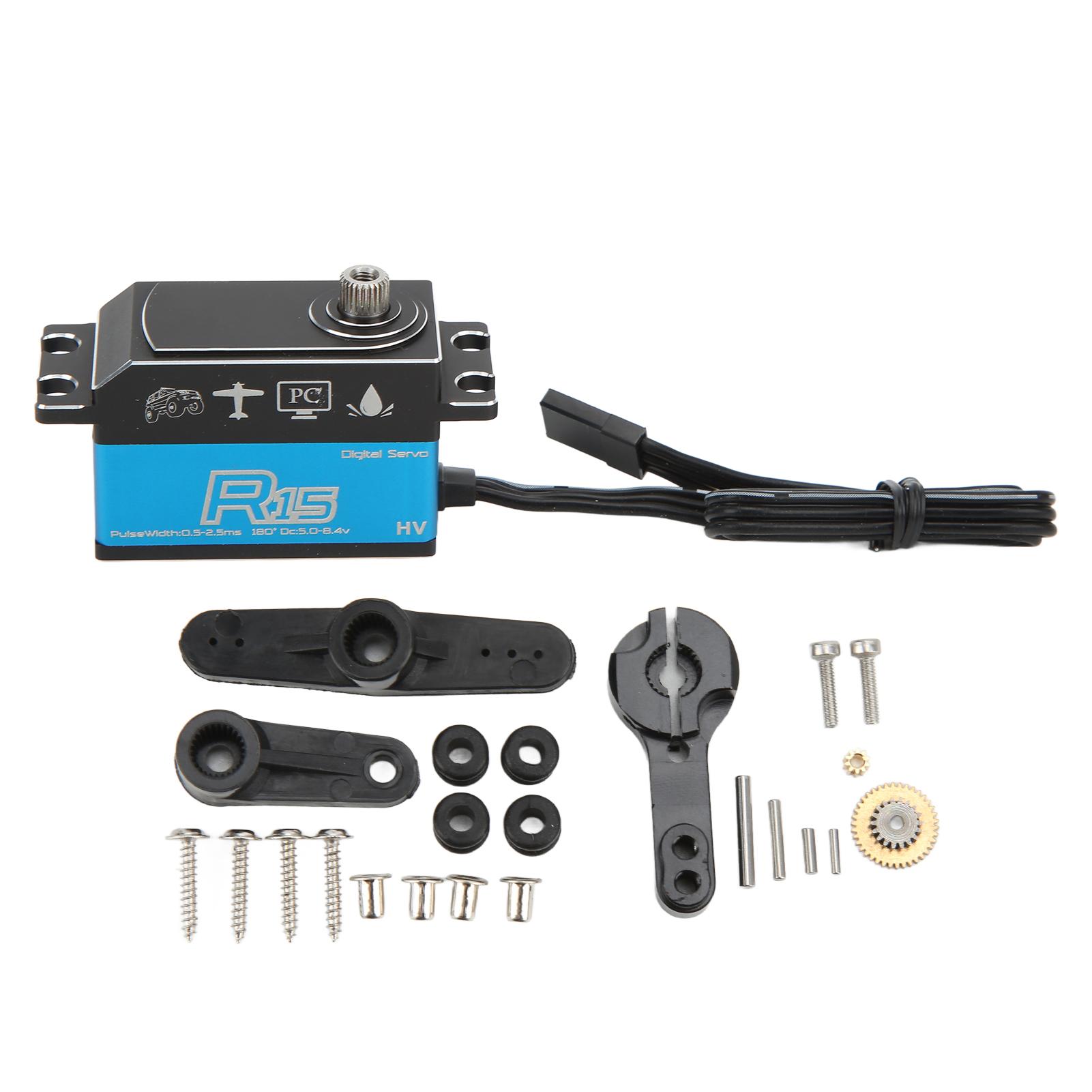 Servo 15KG Torsion Coreless Motor Digital Chip Aluminum Alloy Shell Blue 25T Teeth JR Plug RC Parts
Servo 15KG Torsion Coreless Motor Digital Chip Aluminum Alloy Shell Blue 25T Teeth JR Plug RC Parts