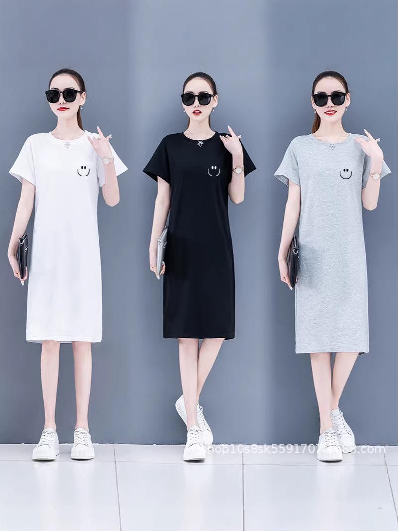 Korean-Style Plus Size Printed Casual T-Shirt Dress for Women - Mid-Length, Slimming, Loose Fit, Summer Wear L for 106-120 lbs
Korean-Style Plus Size Printed Casual T-Shirt Dress for Women - Mid-Length, Slimming, Loose Fit, Summer Wear L for 106-120 lbs