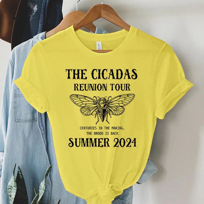 The Cicadas Reunion Tour 2024 T Shirt Women Vintage Funny Graphic Top Short Sleeve Fashion Tshirt Summer Cicadas Female Tshirts 4XL
The Cicadas Reunion Tour 2024 T Shirt Women Vintage Funny Graphic Top Short Sleeve Fashion Tshirt Summer Cicadas Female Tshirts 4XL