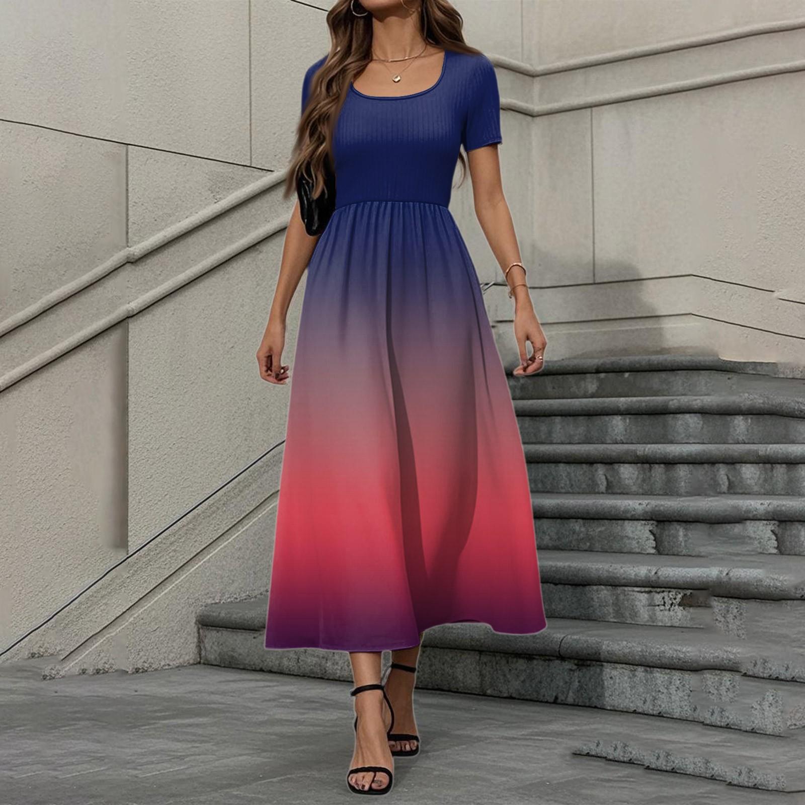 Women s Fashion Casual Short Sleeve Round Neck Splicing Gradient Elegant Temperament Dress M Кіновар
Women s Fashion Casual Short Sleeve Round Neck Splicing Gradient Elegant Temperament Dress M Кіновар