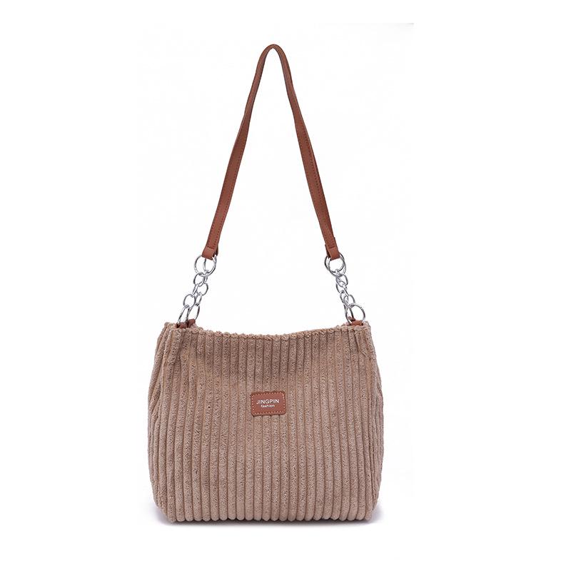 2024 Модная бархатная сумка-тоут через плечо: Вместительная однотонная сумка для студентов и пассажиров хаки