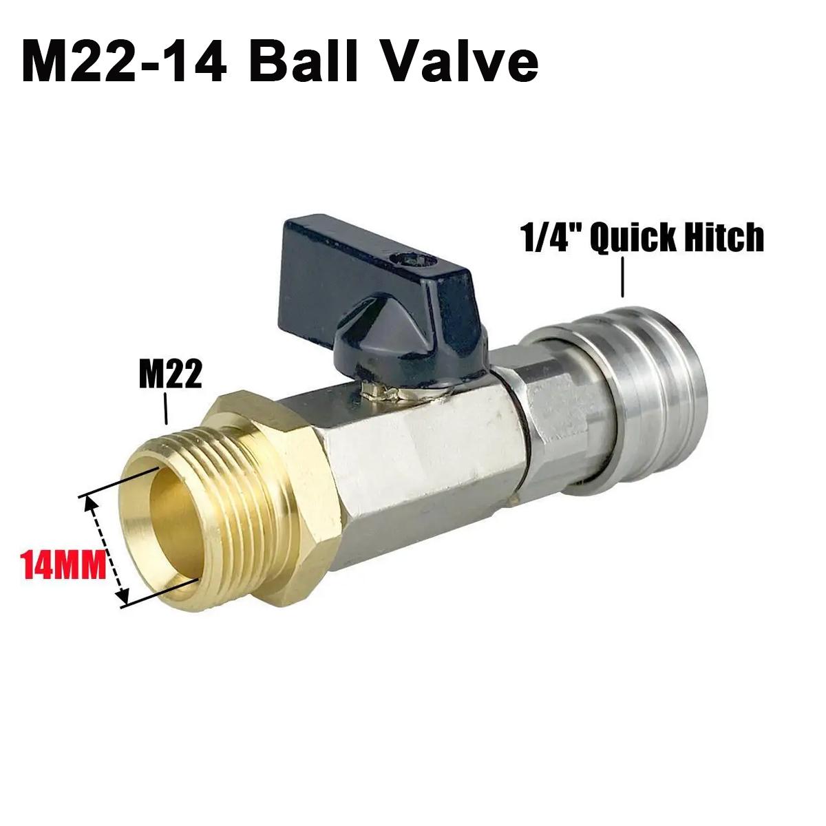 M22-14/15MM Adapter with Ball Valve & 1/4 Quick Connect - On/Off Switch for High Pressure Wash Hose
M22-14/15MM Adapter with Ball Valve & 1/4 Quick Connect - On/Off Switch for High Pressure Wash Hose