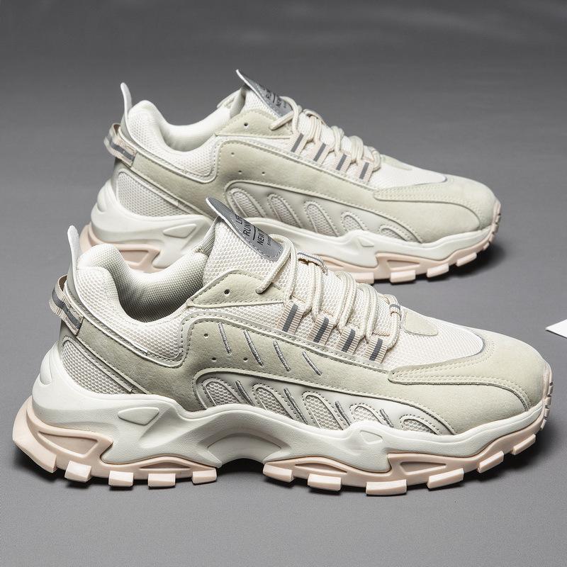 Новые мужские спортивные туфли большого размера в стиле ретро, осенние, на толстой подошве, модные, старые туфли, молодежные, на шнуровке, модные мужские туфли 46 песочный