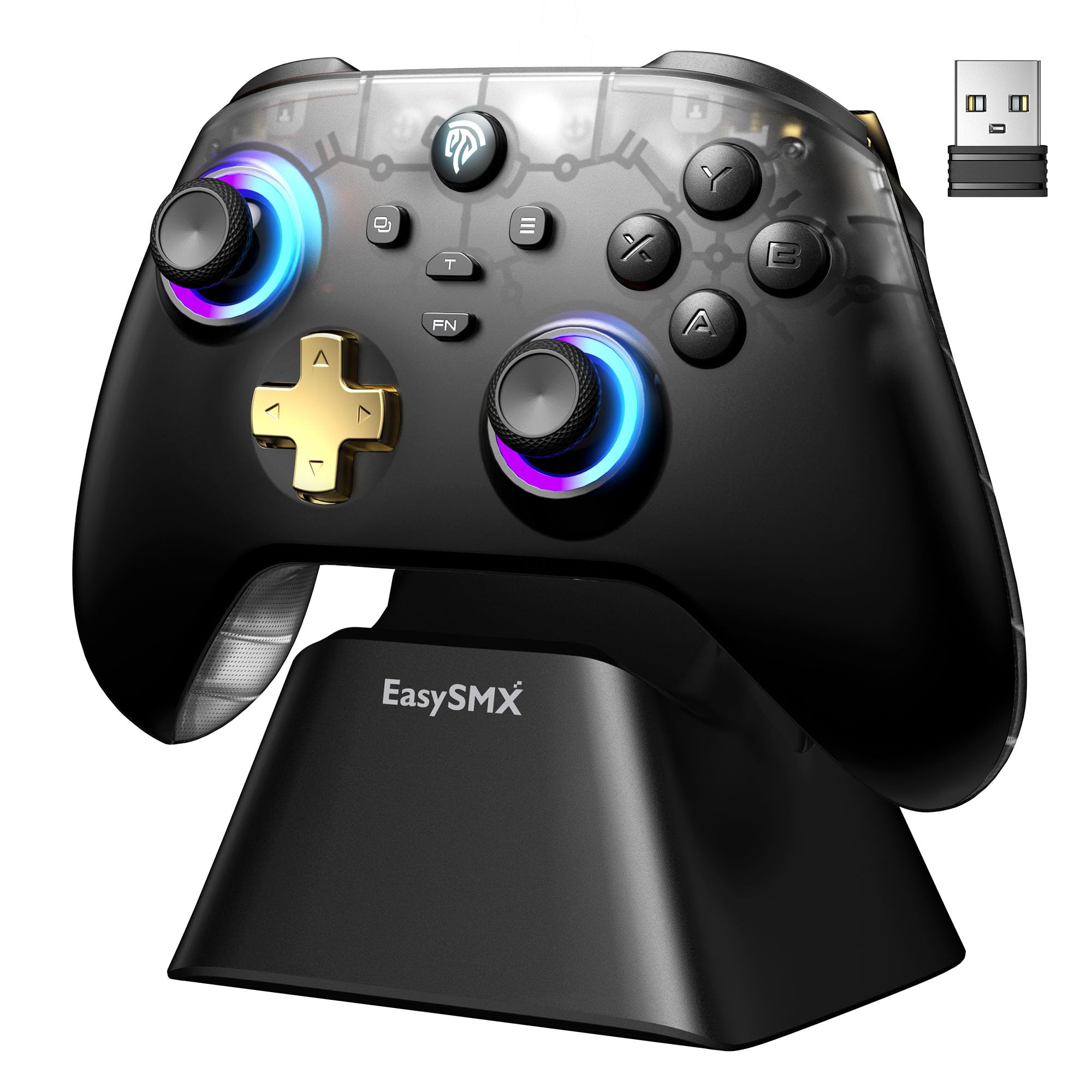 Контролер ПК EasySMX D05, док-станція для заряджання, підсвічування RGB, бездротовий контролер ПК, контролер комутатора, геймпад для PCSwitchiOSAndroidSteam, із залом
Контролер ПК EasySMX D05, док-станція для заряджання, підсвічування RGB, бездротовий контролер ПК, контролер комутатора, геймпад для PCSwitchiOSAndroidSteam, із залом