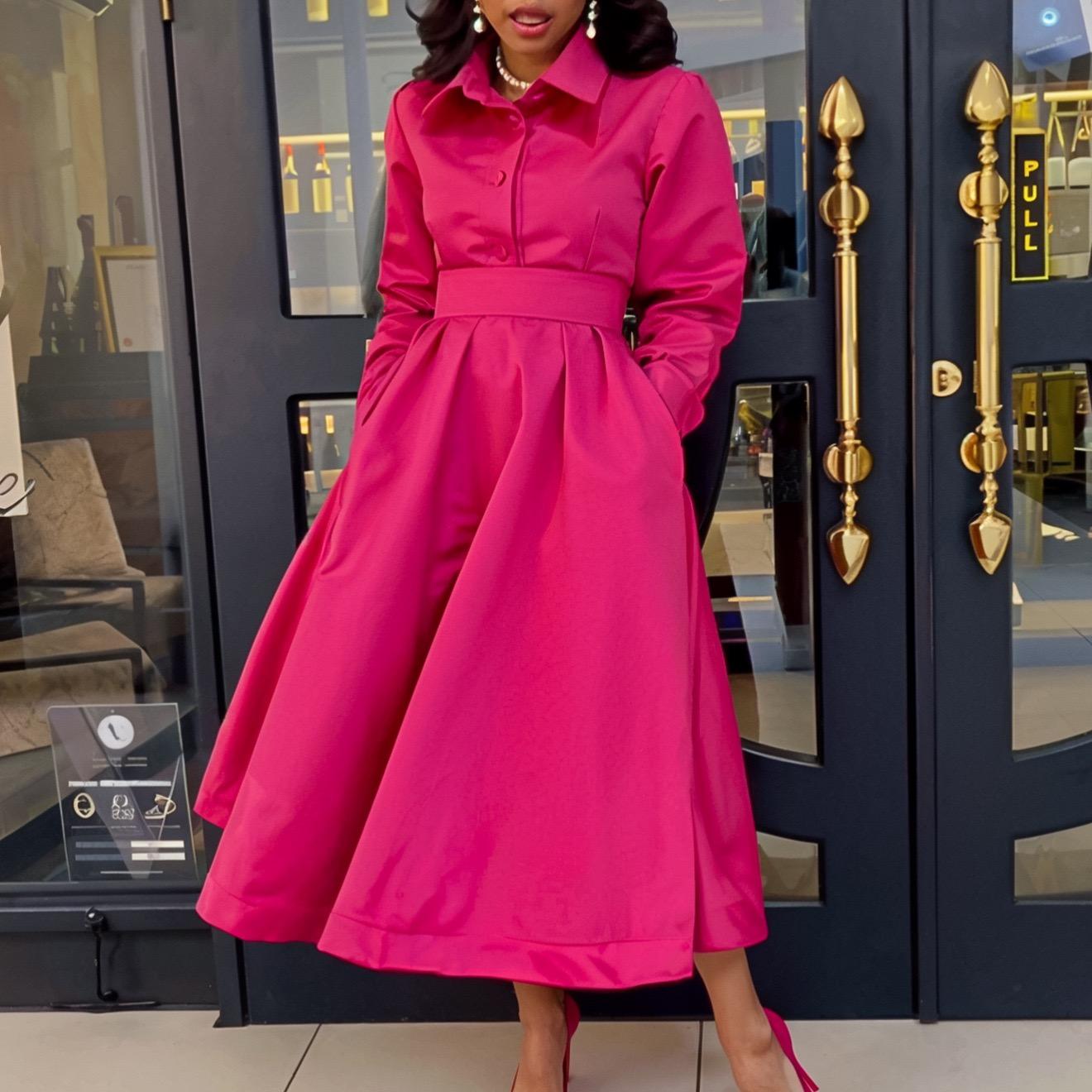 Party Dresses Woman Turn Down Collar Long Sleeve Plus Size High Waisted A Line Fashion Dress 2026 Spring Autumn XXXL рожевий червоний колір
Party Dresses Woman Turn Down Collar Long Sleeve Plus Size High Waisted A Line Fashion Dress 2026 Spring Autumn XXXL рожевий червоний колір