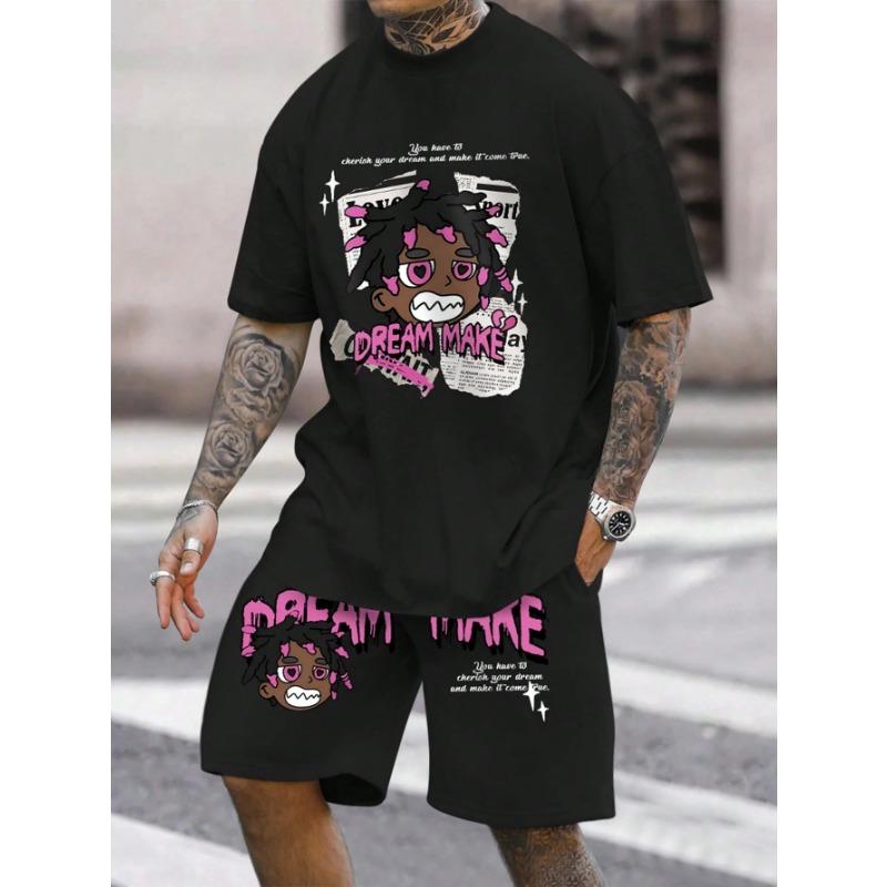 Men s round neck casual summer T-shirt with cartoon characters and letter patterns, short sleeves and drawstring shorts 5XL
Men s round neck casual summer T-shirt with cartoon characters and letter patterns, short sleeves and drawstring shorts 5XL