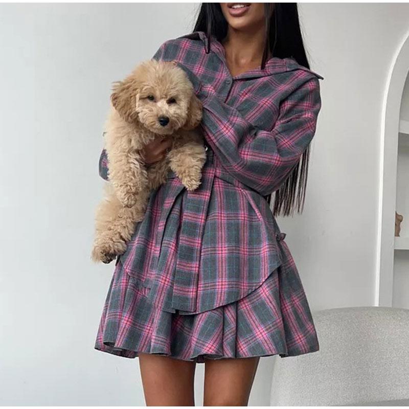 Casual plaid skirt set Women s turndown collar loose shirt+ tied skirt Fashion two-piece set Spring/Summer 2025 S красный
Casual plaid skirt set Women s turndown collar loose shirt+ tied skirt Fashion two-piece set Spring/Summer 2025 S красный