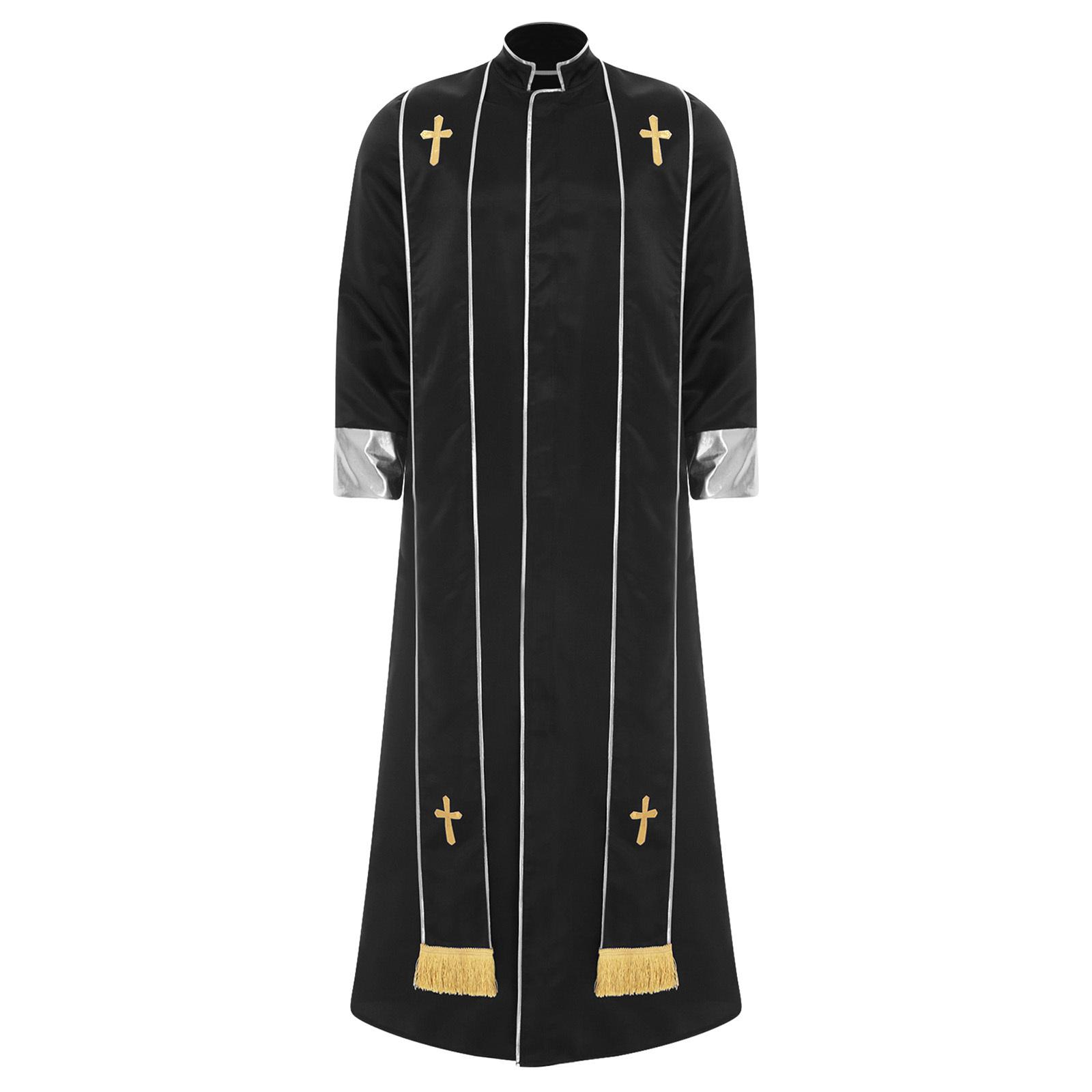 Чоловічий костюм священика роба зі стійким коміром довгий рукав блискавка спереду золотий хрест ряса ризи католицький Хелловін косплей M чорний
Чоловічий костюм священика роба зі стійким коміром довгий рукав блискавка спереду золотий хрест ряса ризи католицький Хелловін косплей M чорний