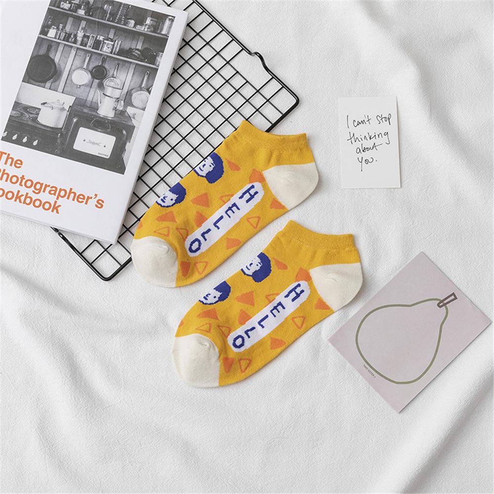 INS Смешные мультяшные носки с яйцами Милые девчачьи Счастливые животные Фрукты Еда Короткие носки Омлет Клубника Ананас Радужные полоски