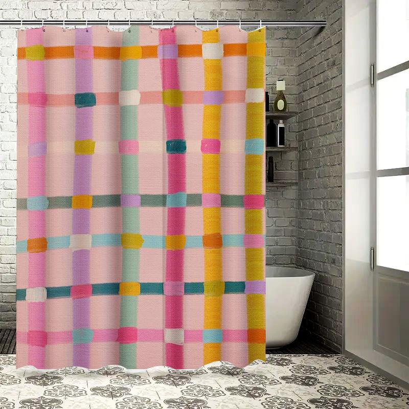 Multicolored Plaid Shower Curtain Waterproof Bath Rug Liner For Bathroom Decor Pink, Yellow, Green (180X180Cm) W60H190(CM)-1 Pcs
Multicolored Plaid Shower Curtain Waterproof Bath Rug Liner For Bathroom Decor Pink, Yellow, Green (180X180Cm) W60H190(CM)-1 Pcs