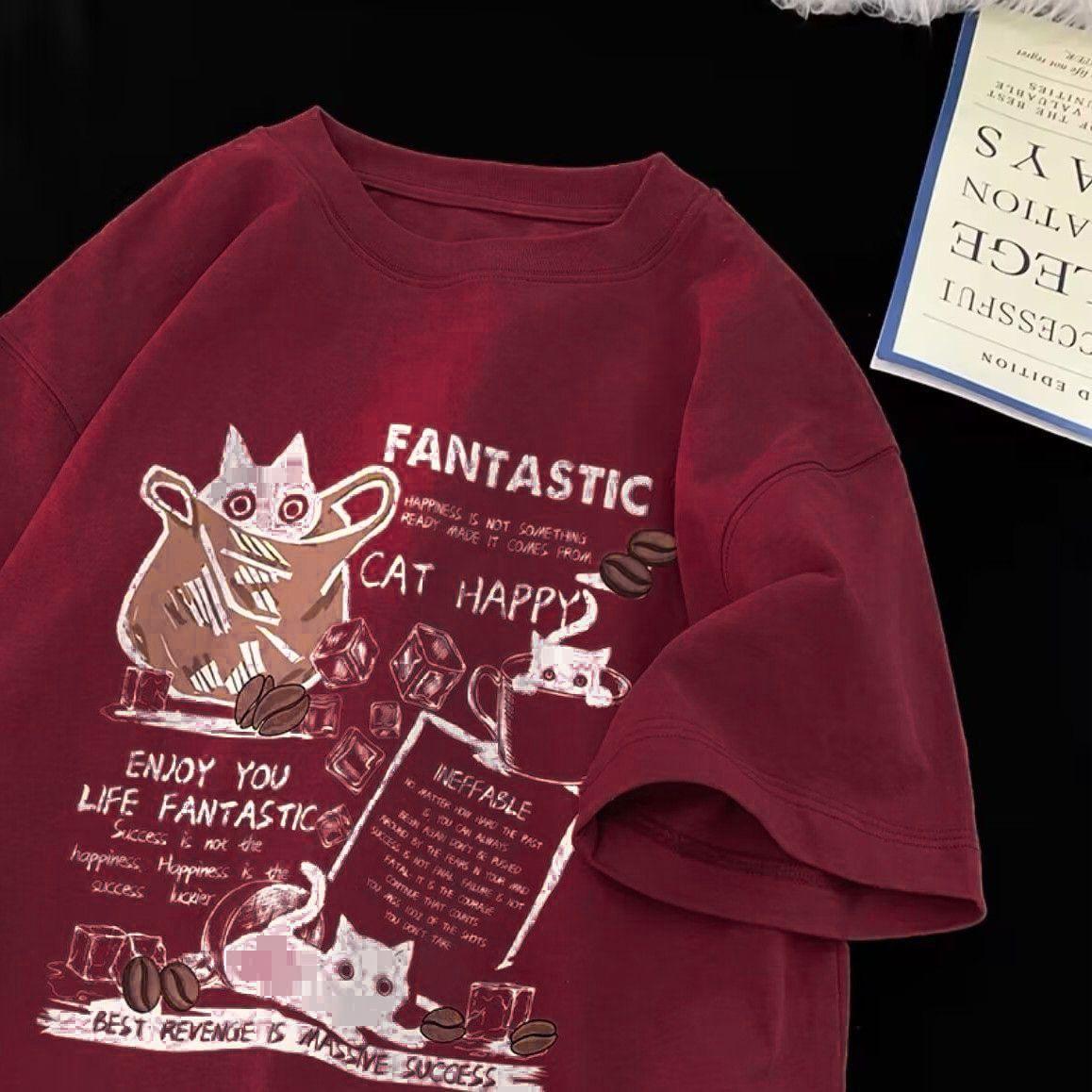 Новая мужская женская футболка, пуловер большого размера, корейская версия, мультяшная футболка с принтом группы кошек, повседневная футболка с коротким рукавом для пар L красный
Новая мужская женская футболка, пуловер большого размера, корейская версия, мультяшная футболка с принтом группы кошек, повседневная футболка с коротким рукавом для пар L красный