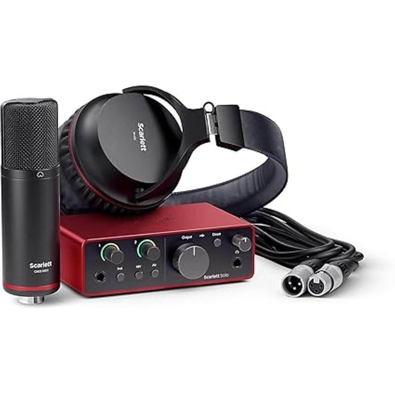 Focusrite Scarlett Solo Studio 4th generation usb audio interface bundle songwriter guitarist for vocalists Comes with condenser microphone and
Focusrite Scarlett Solo Studio 4th generation usb audio interface bundle songwriter guitarist for vocalists Comes with condenser microphone and