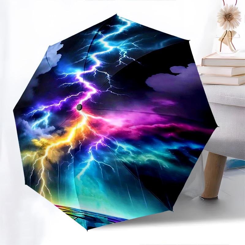 1pc Rainbow Lightning Bolt Automatic Folding Umbrella, Portable 3-Fold Design with 8-Bone Iron Frame for Outdoor Use, Festival Gift, Suitable for Fans
1pc Rainbow Lightning Bolt Automatic Folding Umbrella, Portable 3-Fold Design with 8-Bone Iron Frame for Outdoor Use, Festival Gift, Suitable for Fans