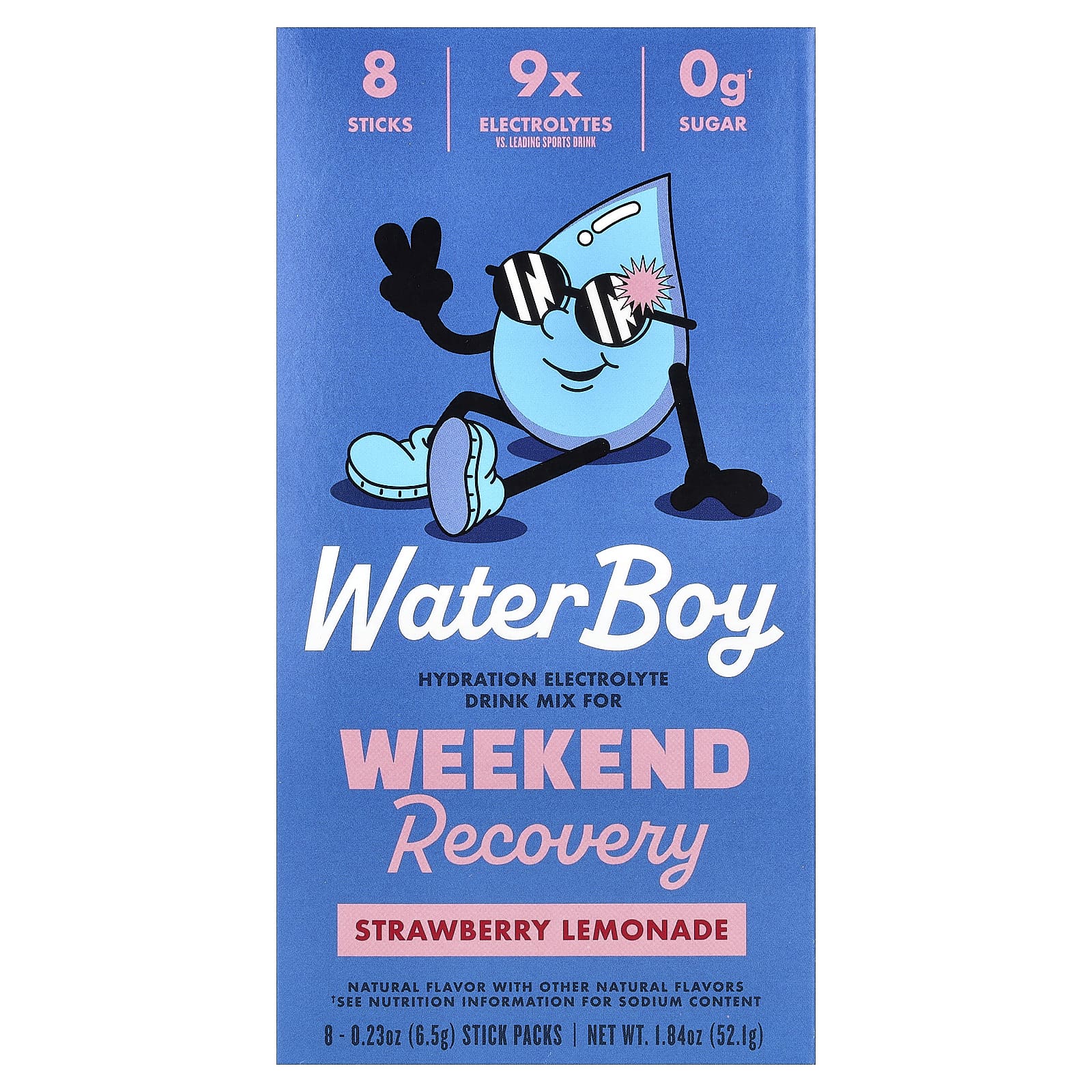 Waterboy, Weekend Recovery, Hydrating Electrolyte Drink Mix, Strawberry Lemonade, 8 Stick Packs, 6.5g (0.23oz) Each
Waterboy, Weekend Recovery, Hydrating Electrolyte Drink Mix, Strawberry Lemonade, 8 Stick Packs, 6.5g (0.23oz) Each