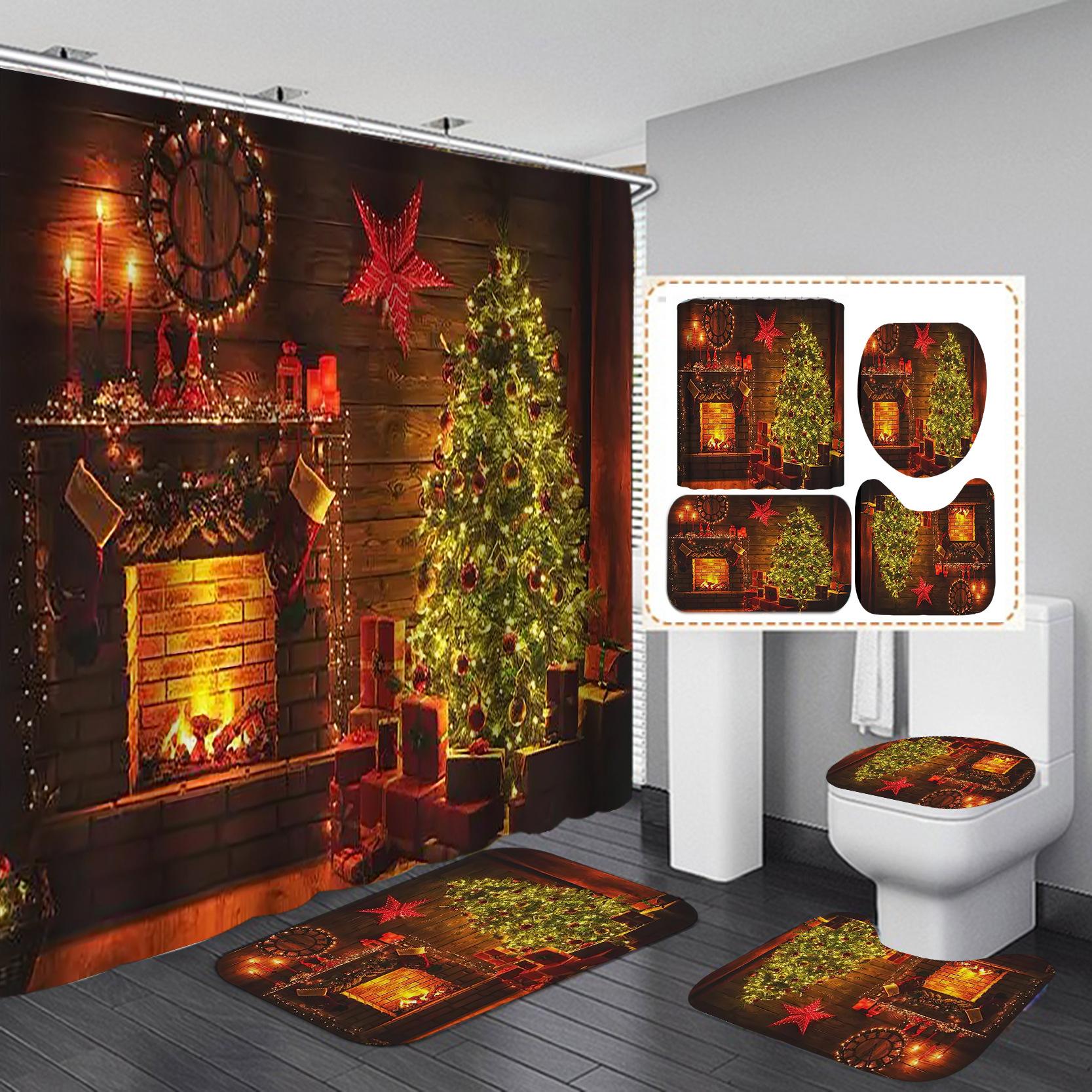 4Pcs Різдвяна ялинка серії набори завіс для душу для ванної кімнати Нековзні килимки для ванної кімнати Кришка кришки для унітазу Килимок для ванної кімнати
4Pcs Різдвяна ялинка серії набори завіс для душу для ванної кімнати Нековзні килимки для ванної кімнати Кришка кришки для унітазу Килимок для ванної кімнати